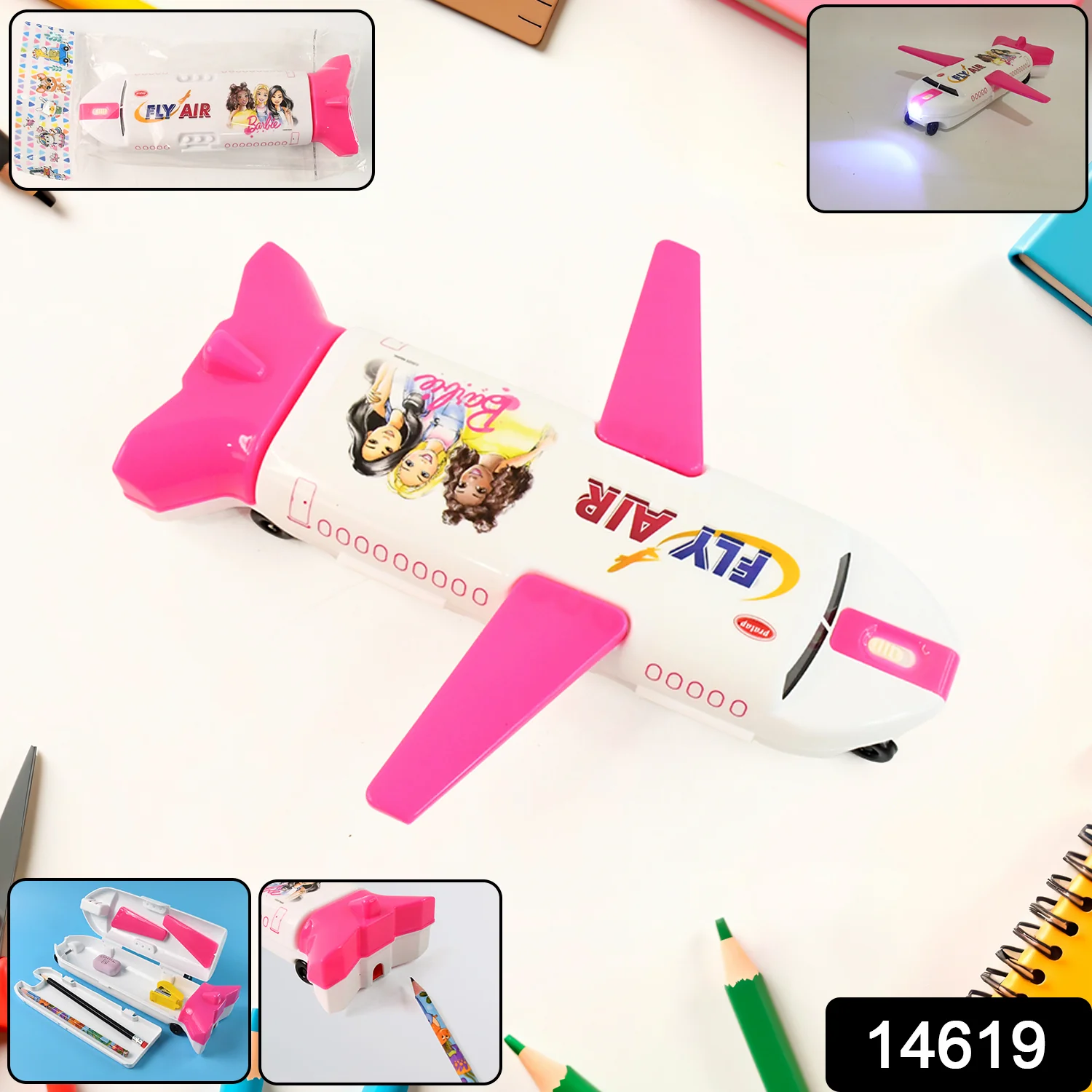 Multi-Functional Airplane-Shaped Compass Box with LED Light and Built-in Sharpener - Image 2