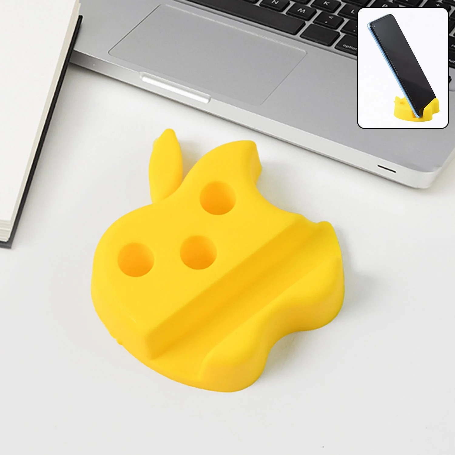 Multi-Functional Apple-Shaped Plastic Mobile Stand with Pen Holder (3 Pc / Mix Color) - Image 4