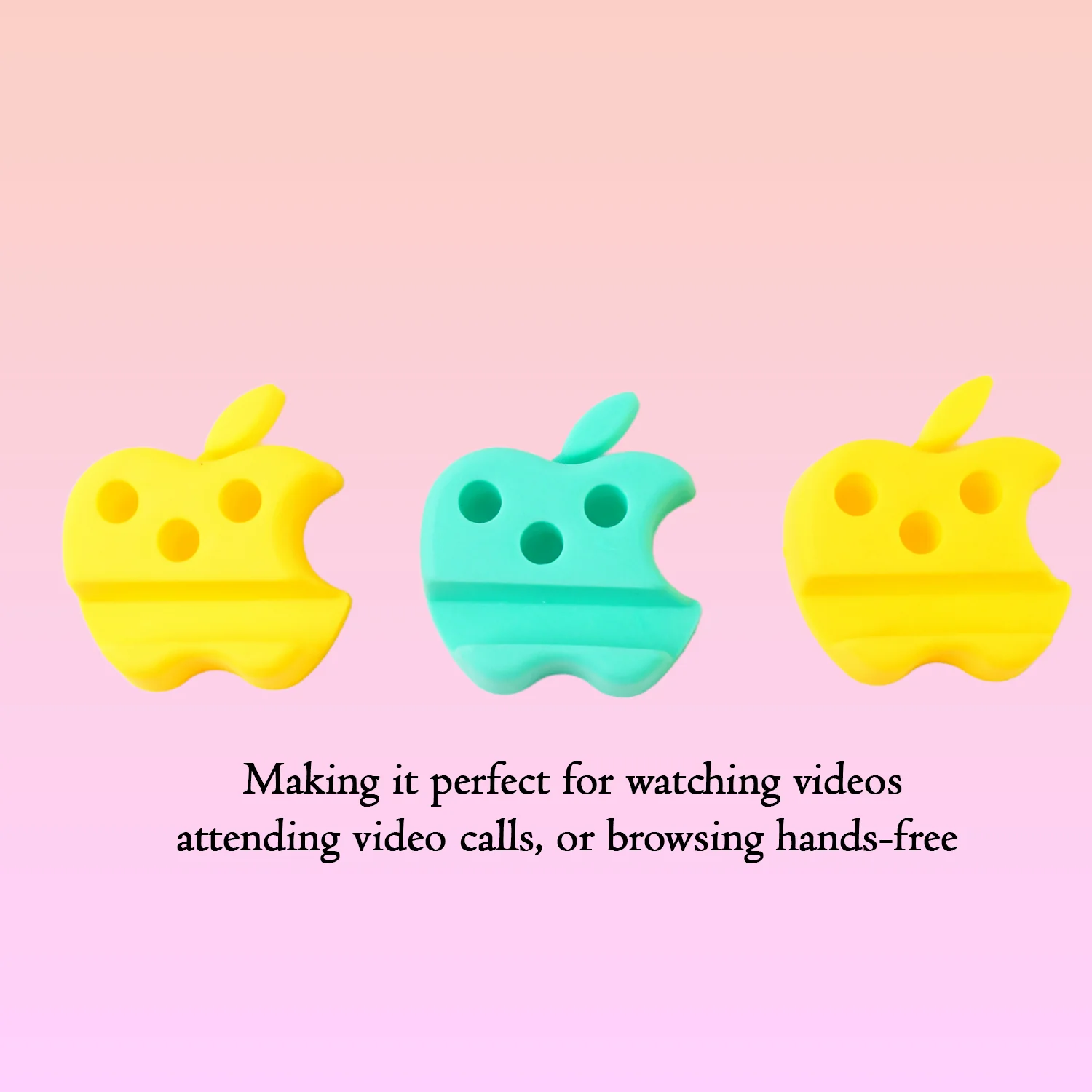 Multi-Functional Apple-Shaped Plastic Mobile Stand with Pen Holder (3 Pc / Mix Color) - Image 7