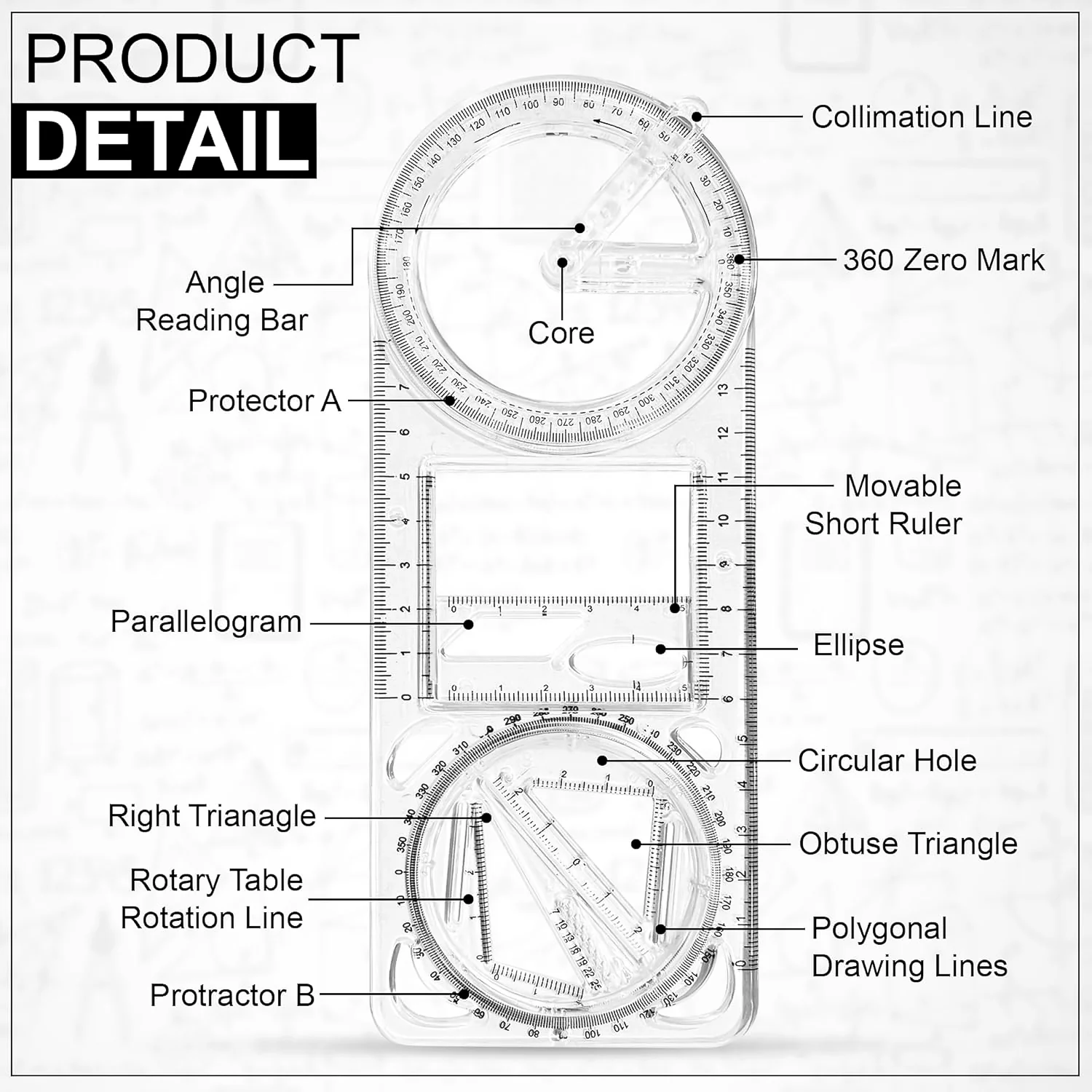 Multi-Functional Geometry Drawing Tool (1 Pc) - Image 7
