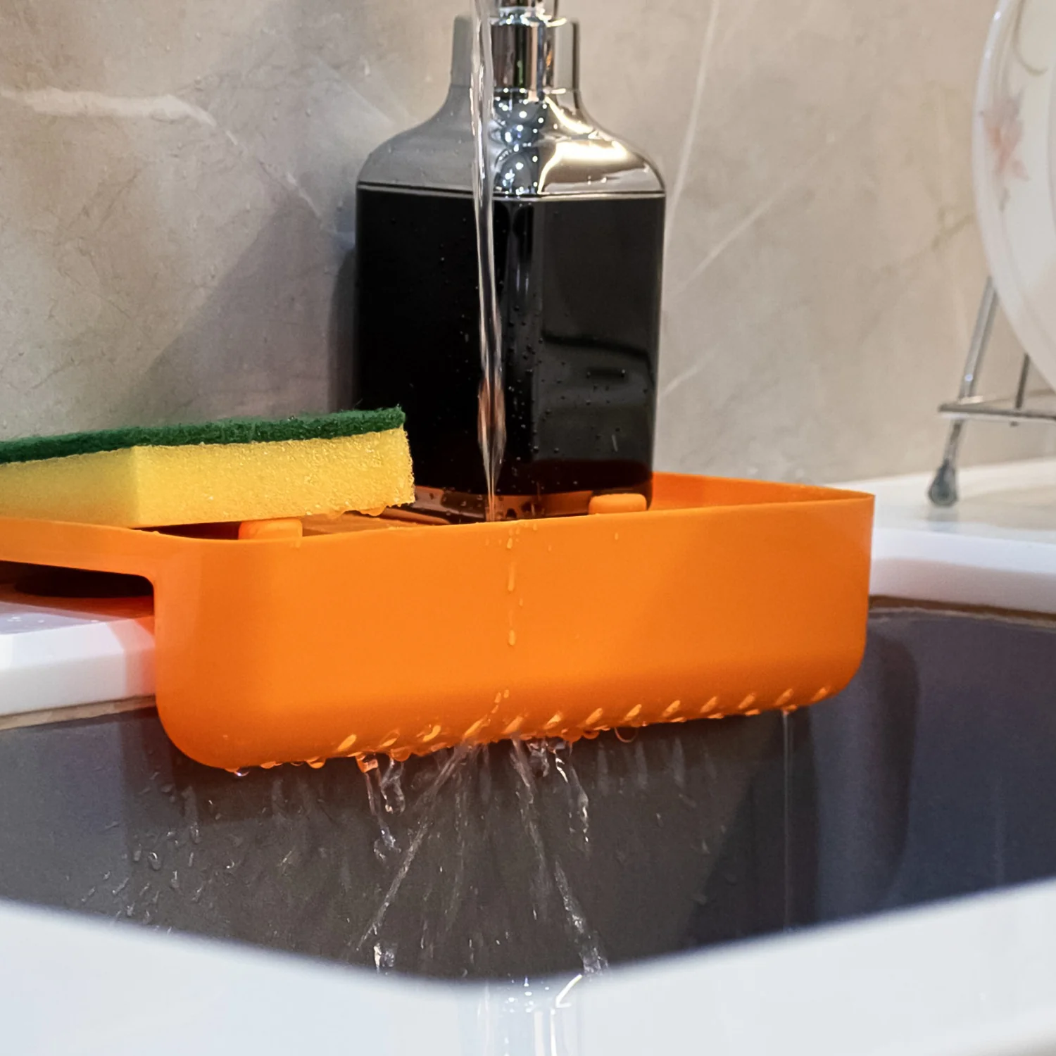 MULTI FUNCTIONAL DRAINER SHELF SINK STORAGE HOLDER Sink Colander Strainer (1 Pc) - Image 3