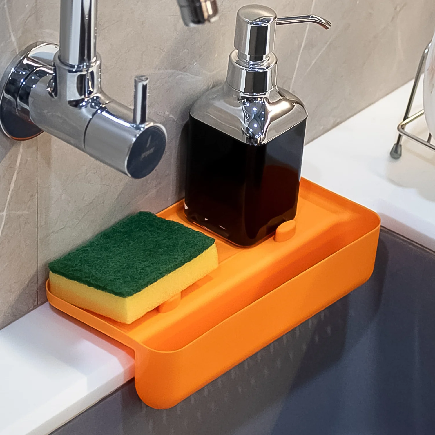 MULTI FUNCTIONAL DRAINER SHELF SINK STORAGE HOLDER Sink Colander Strainer (1 Pc) - Image 6