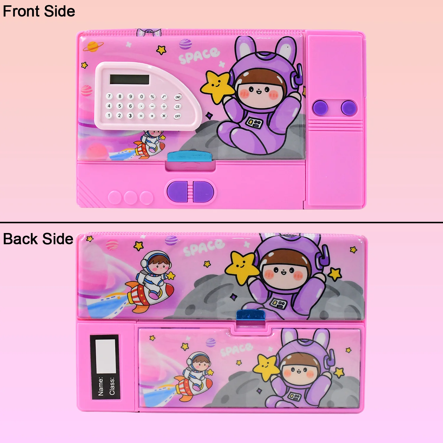 Multi-Functional Space Theme Pencil Box with Built-in Calculator (1 Pc) - Image 6