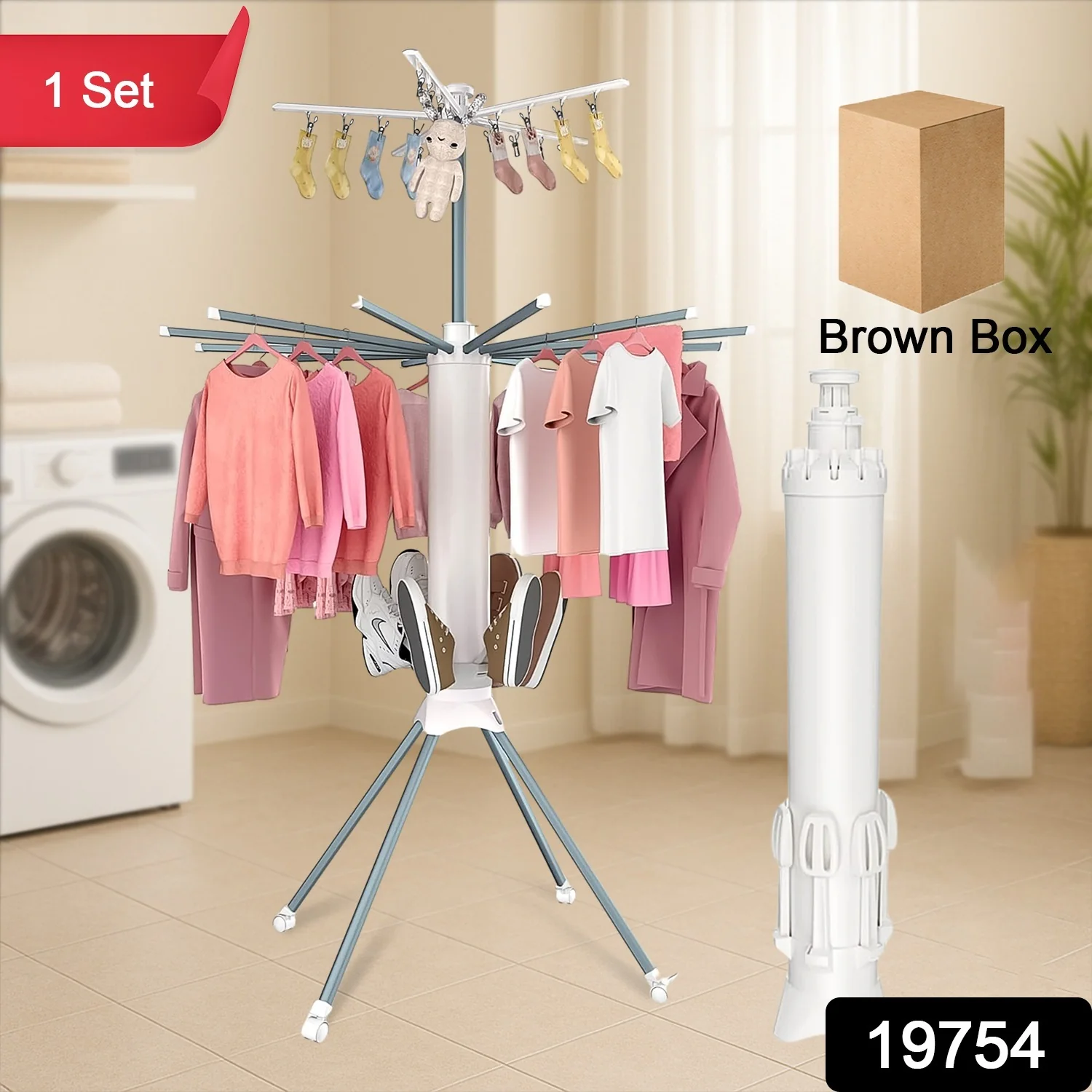 Multi-Layer Foldable Clothes Drying Rack Set - Image 2
