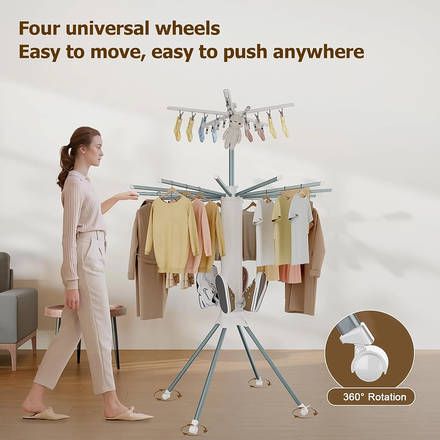Multi-Layer Foldable Clothes Drying Rack Set - Image 3