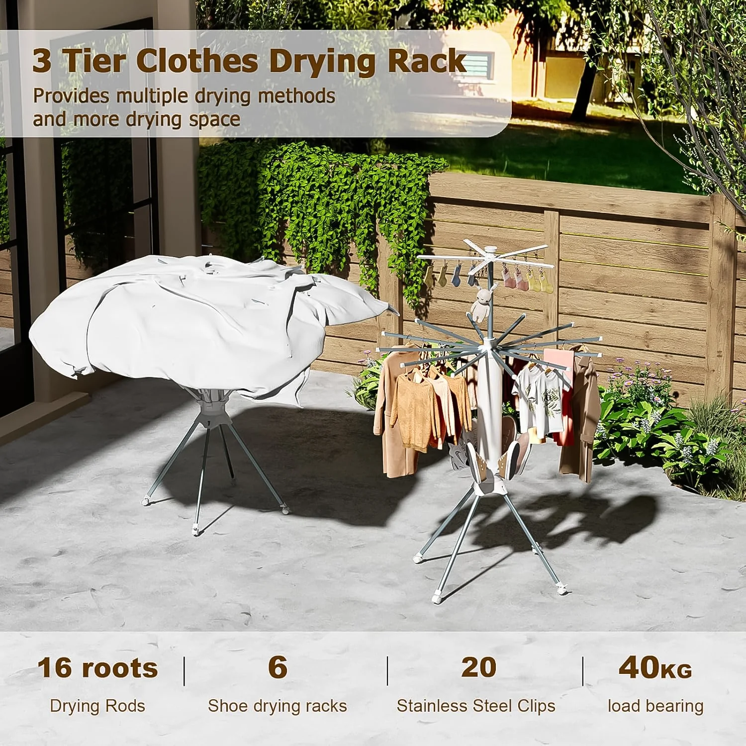 Multi-Layer Foldable Clothes Drying Rack Set - Image 4