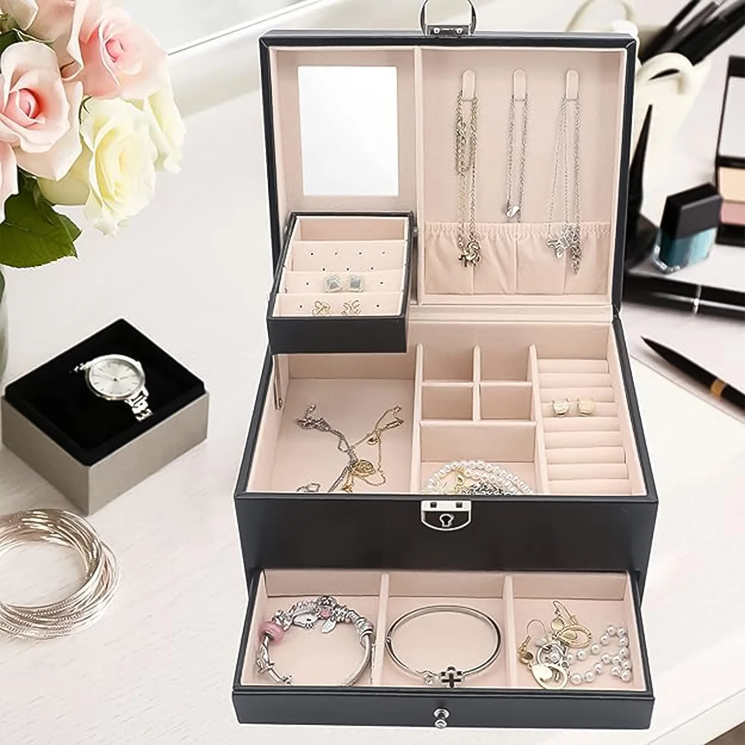 Multi-Layer Jewellery Organizer Box - (1 Pc) - Image 6