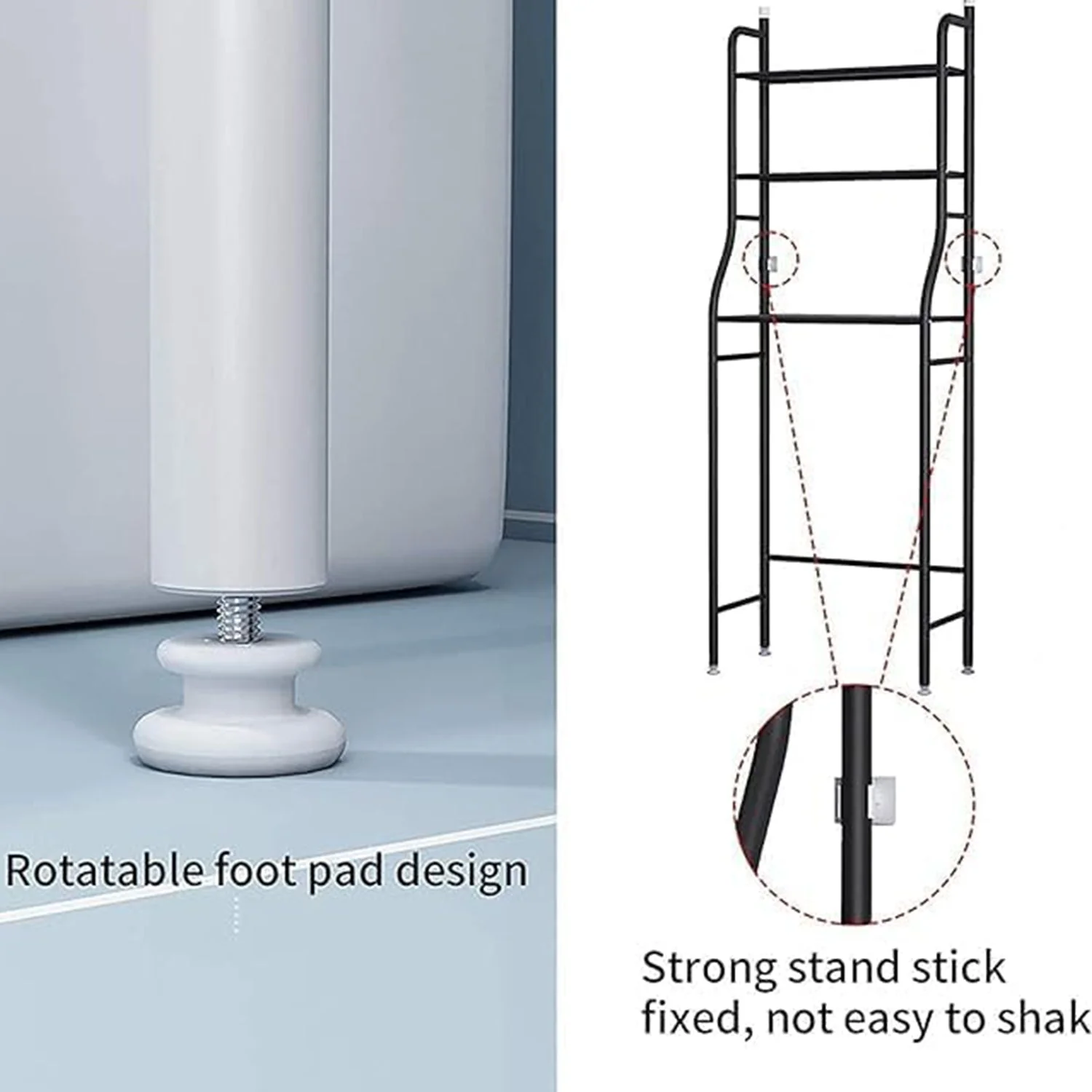 Multi Layer Toilet Storage Rack Metal Bathroom Laundry Room Basin Floor Stand - Image 3