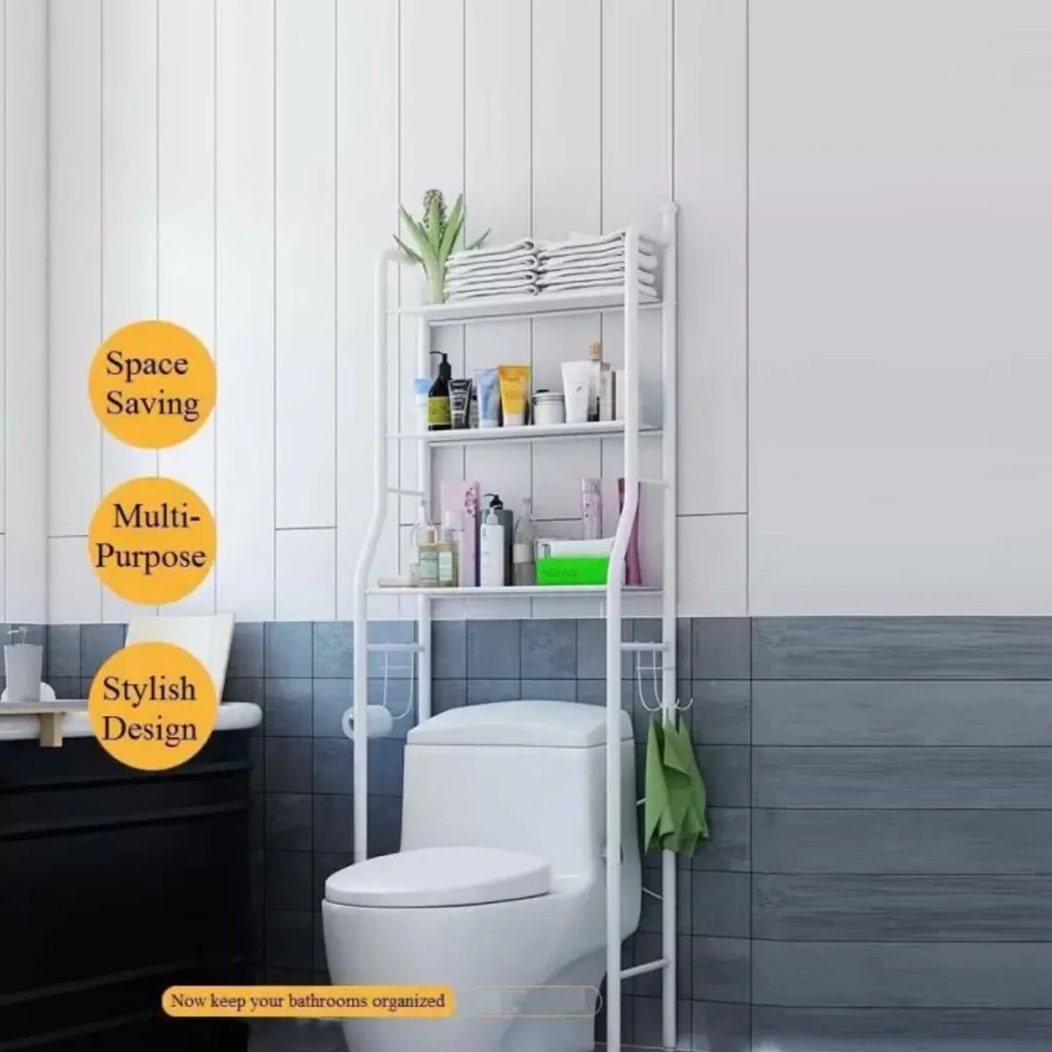 Multi Layer Toilet Storage Rack Metal Bathroom Laundry Room Basin Floor Stand - Image 6