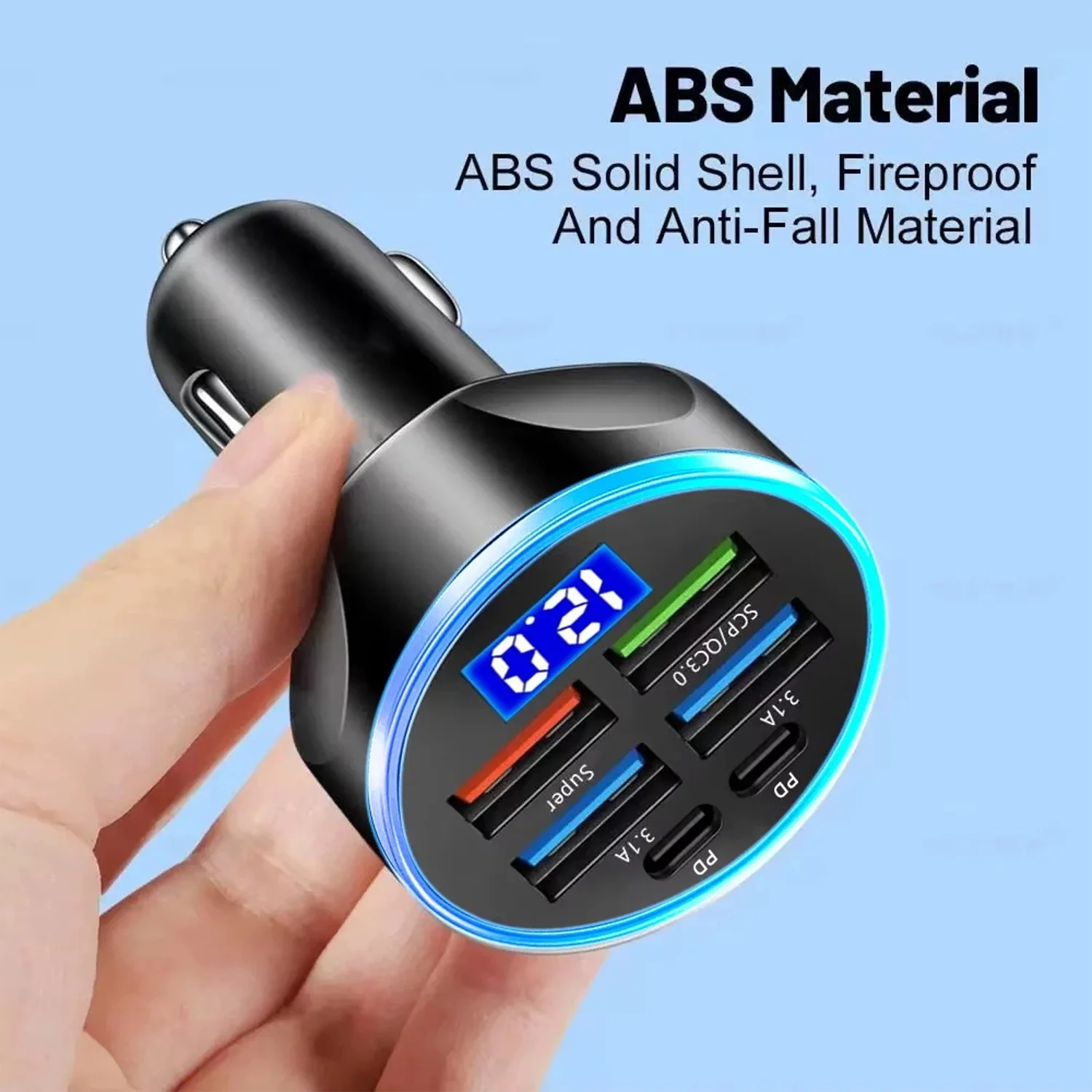 Multi-Port Fast Car Charger for 12V/24V Vehicles – 4-USB Smart Adapter - Image 3