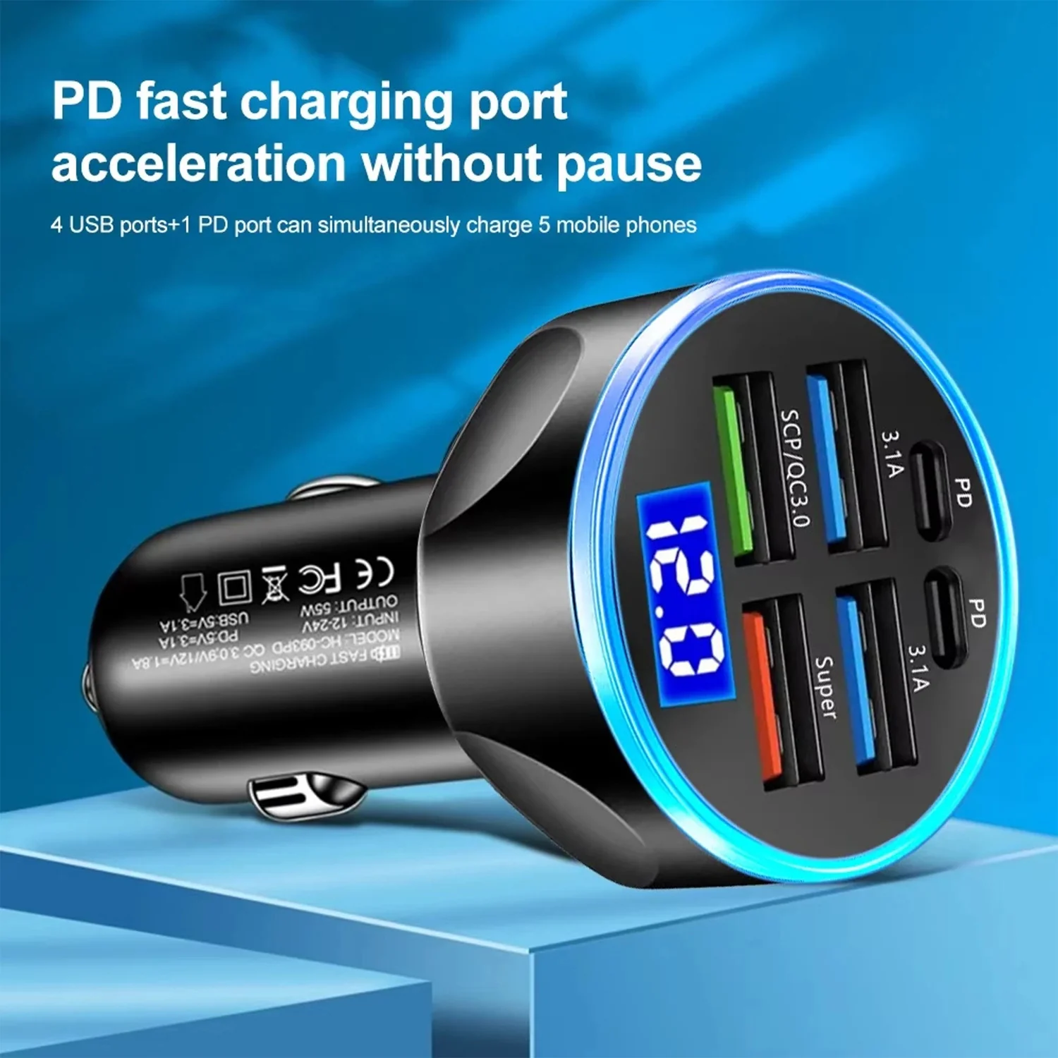 Multi-Port Fast Car Charger for 12V/24V Vehicles – 4-USB Smart Adapter - Image 6