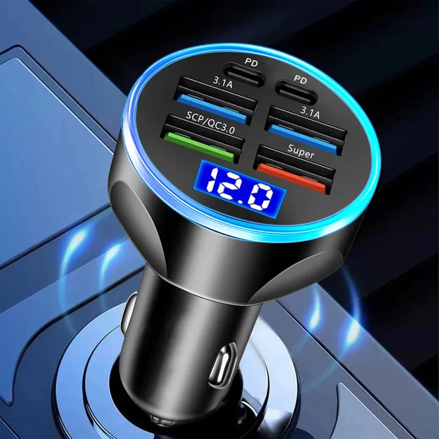 Multi-Port Fast Car Charger for 12V/24V Vehicles – 4-USB Smart Adapter - Image 7
