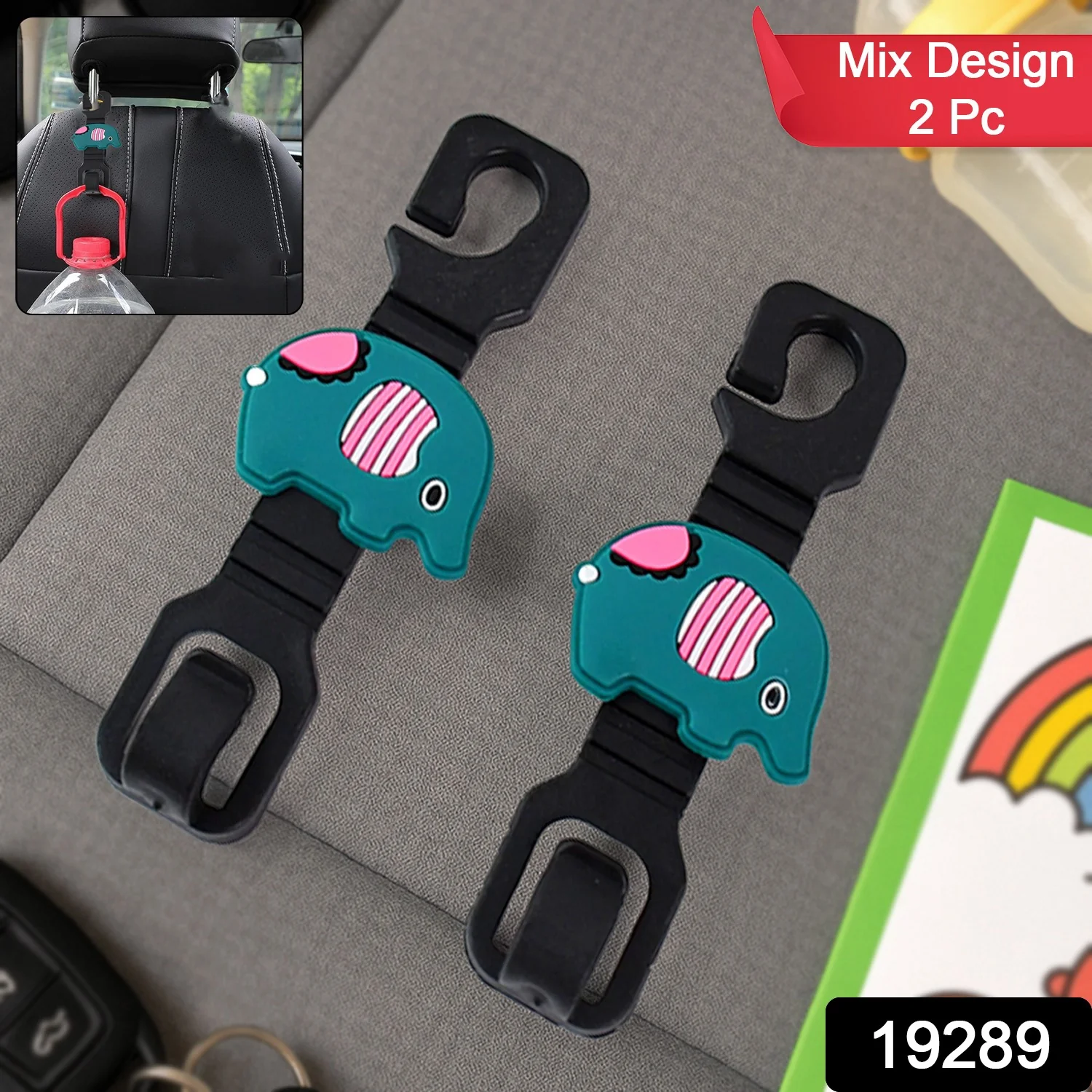 Multi-Purpose Car Seat Headrest Hooks (Mix Design / 2 Pc Set) - Image 2