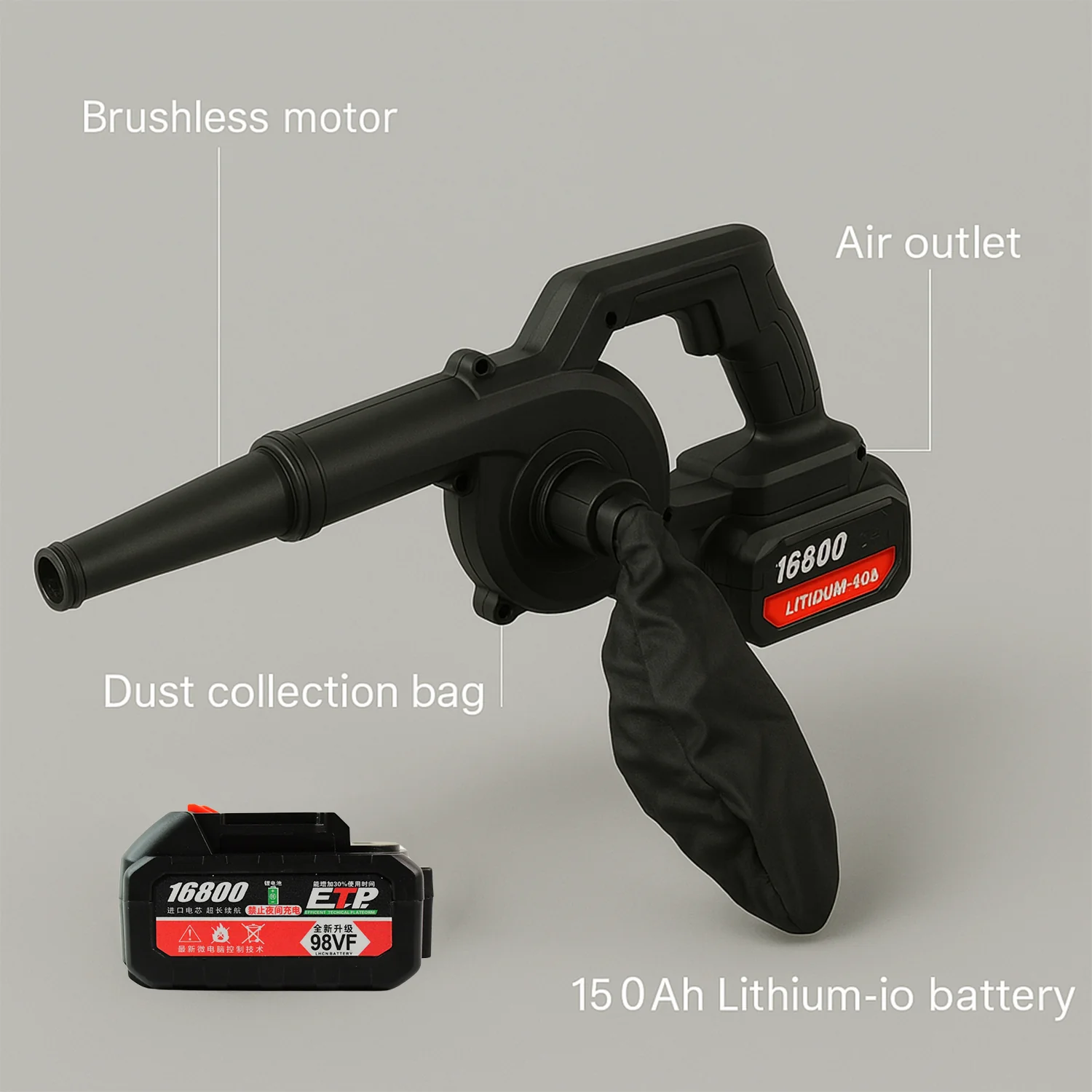Multi-Purpose Home and Garden Air Blower Kit with Collection Bag for Easy Cleaning - Image 7