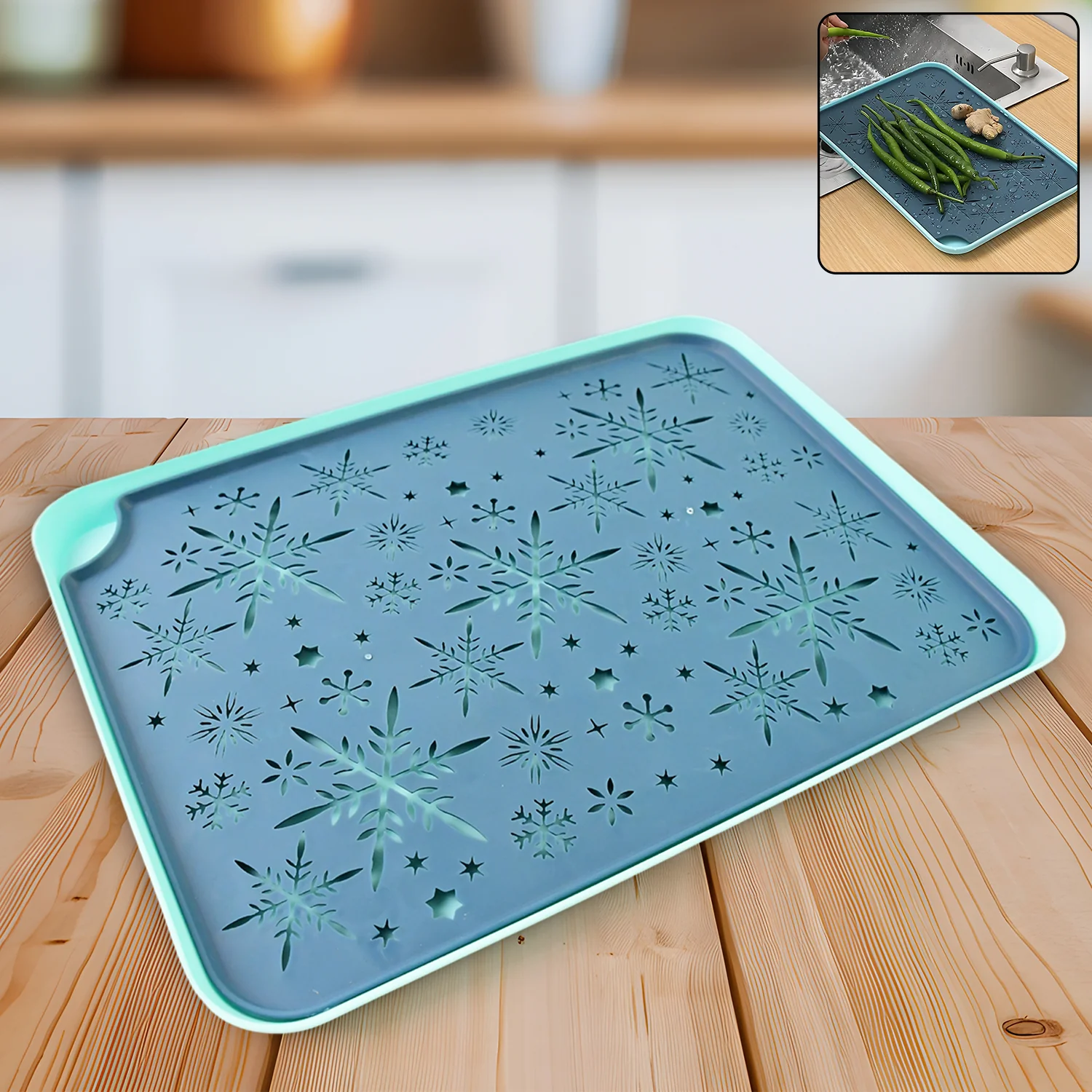 Multi-Purpose Snowflake Design Drain Tray for Kitchen Sink - Image 3