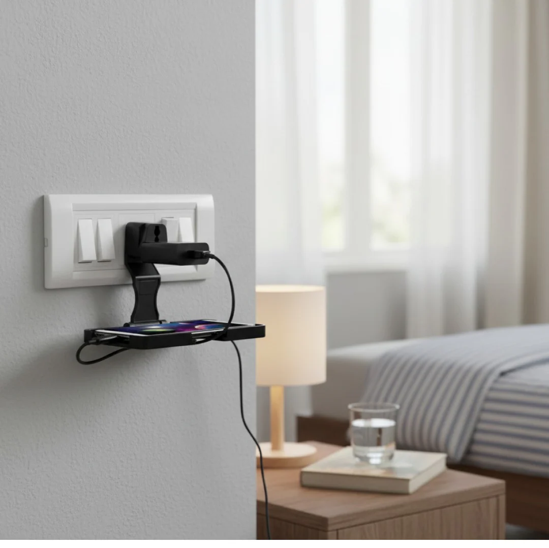 Multi-Purpose Wall Holder Stand for Charging Mobile (Black) - Image 11