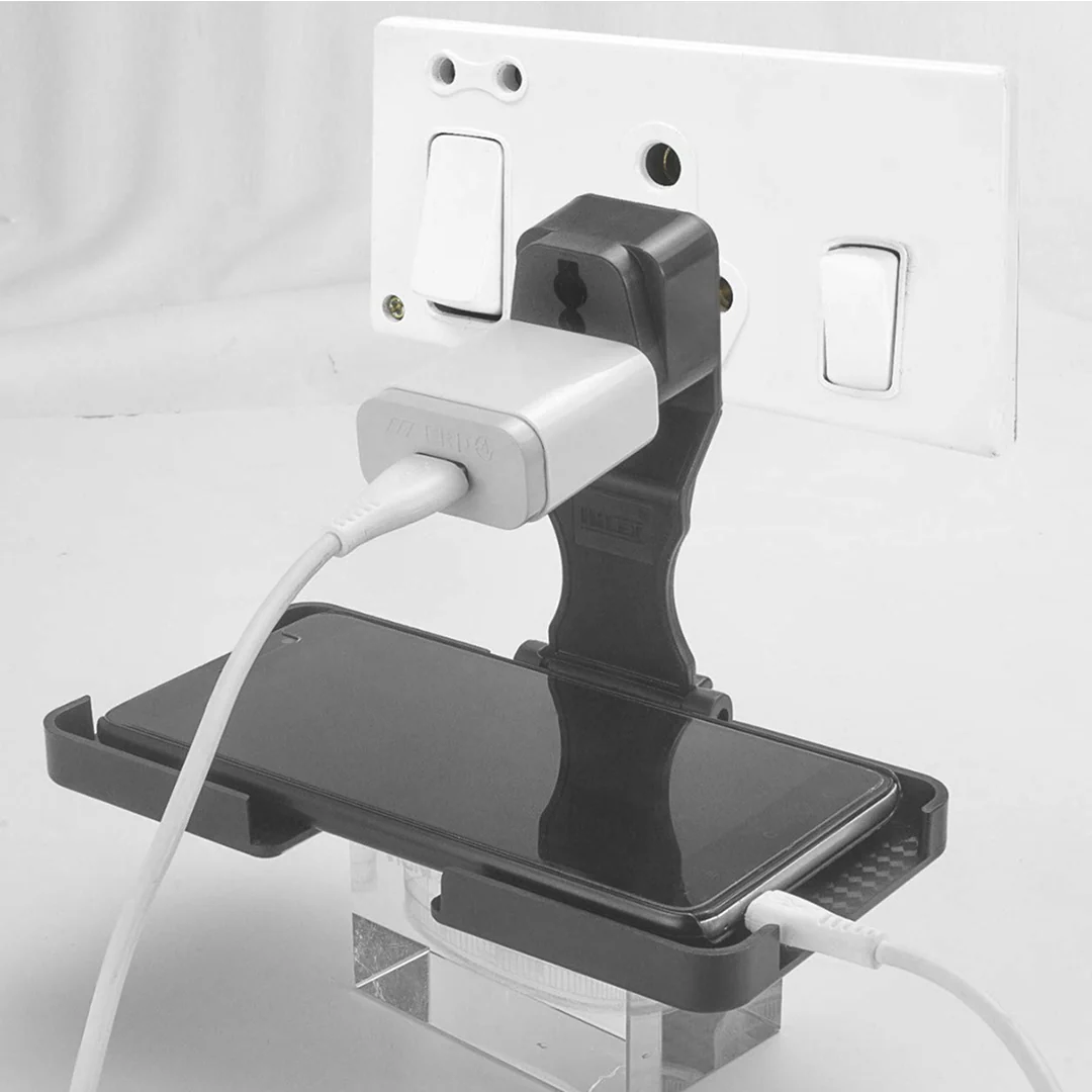 Multi-Purpose Wall Holder Stand for Charging Mobile (Black) - Image 13