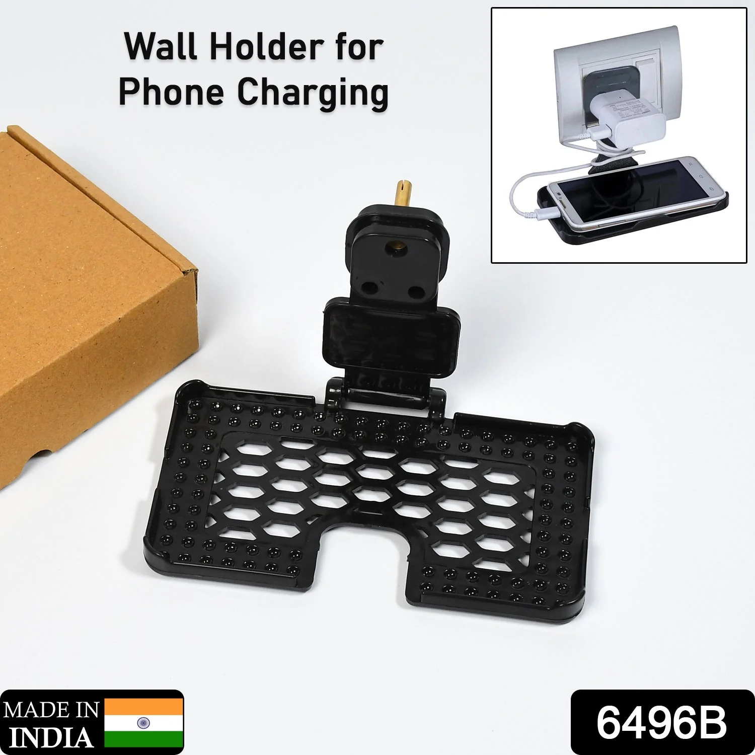 Multi-Purpose Wall Holder Stand for Charging Mobile (Black) - Image 5