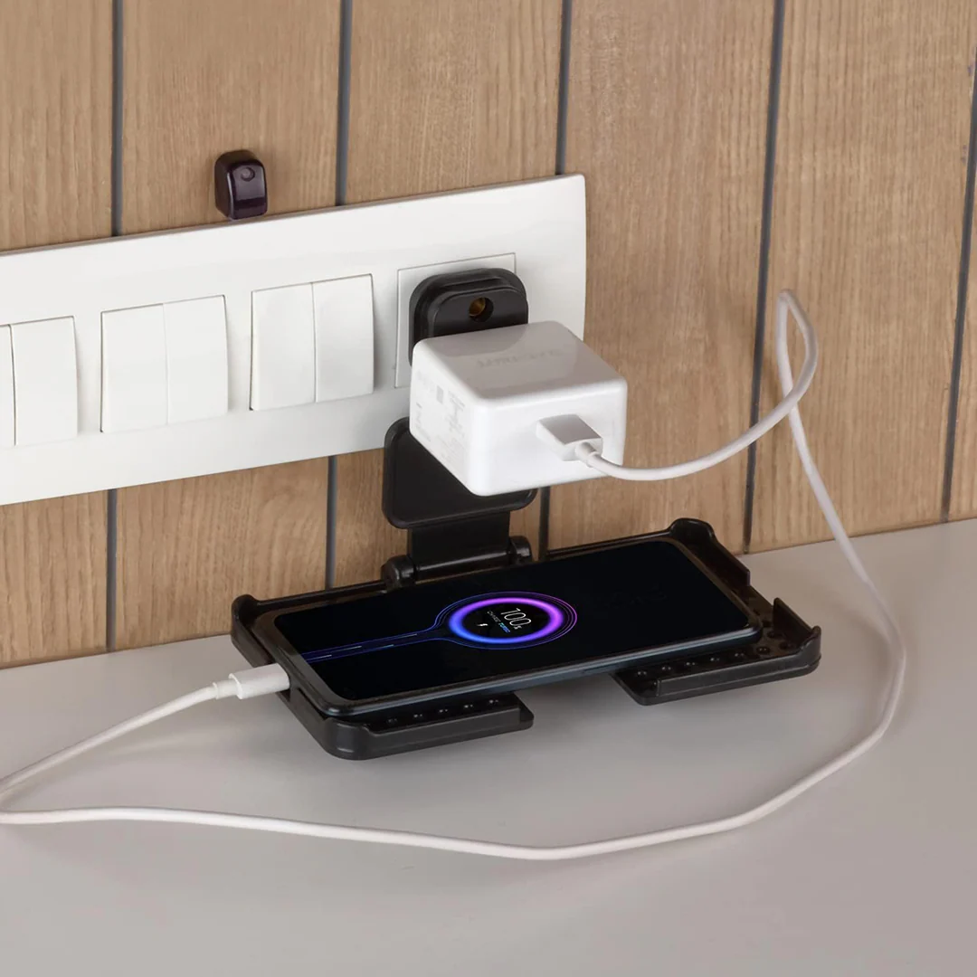 Multi-Purpose Wall Holder Stand for Charging Mobile (Black) - Image 7
