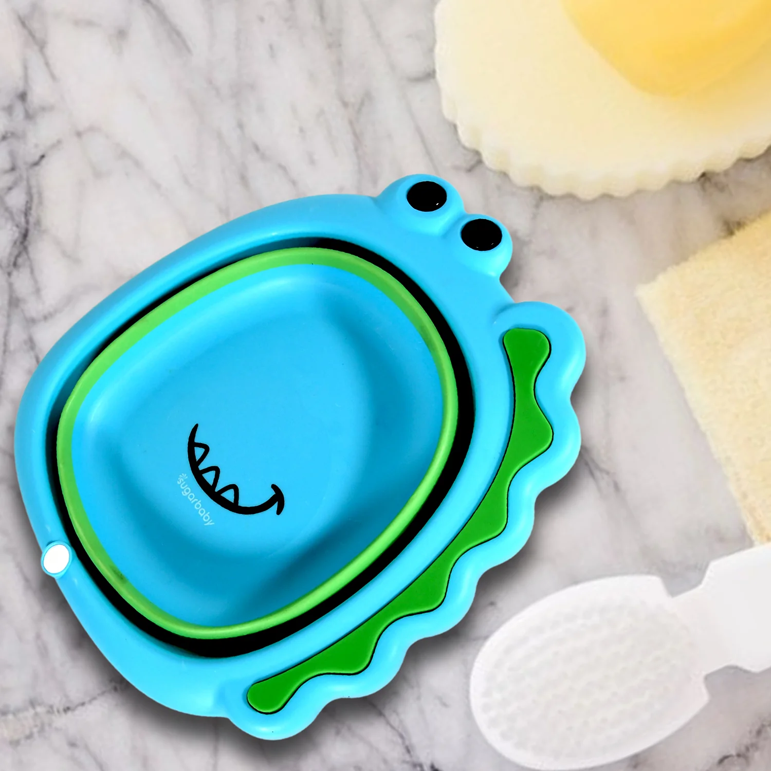 Frog Shape Foldable Baby Wash Basin – Space-Saving Face Washing Tub (33×31cm) - Image 6