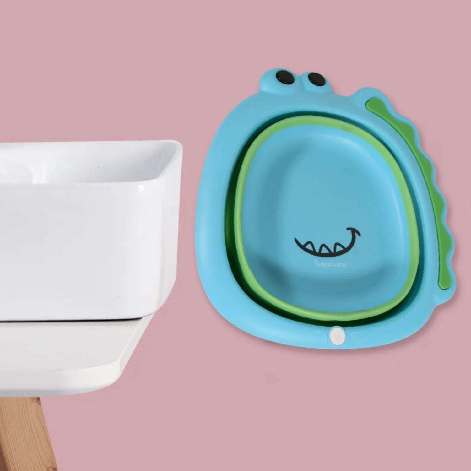 Frog Shape Foldable Baby Wash Basin – Space-Saving Face Washing Tub (33×31cm) - Image 7
