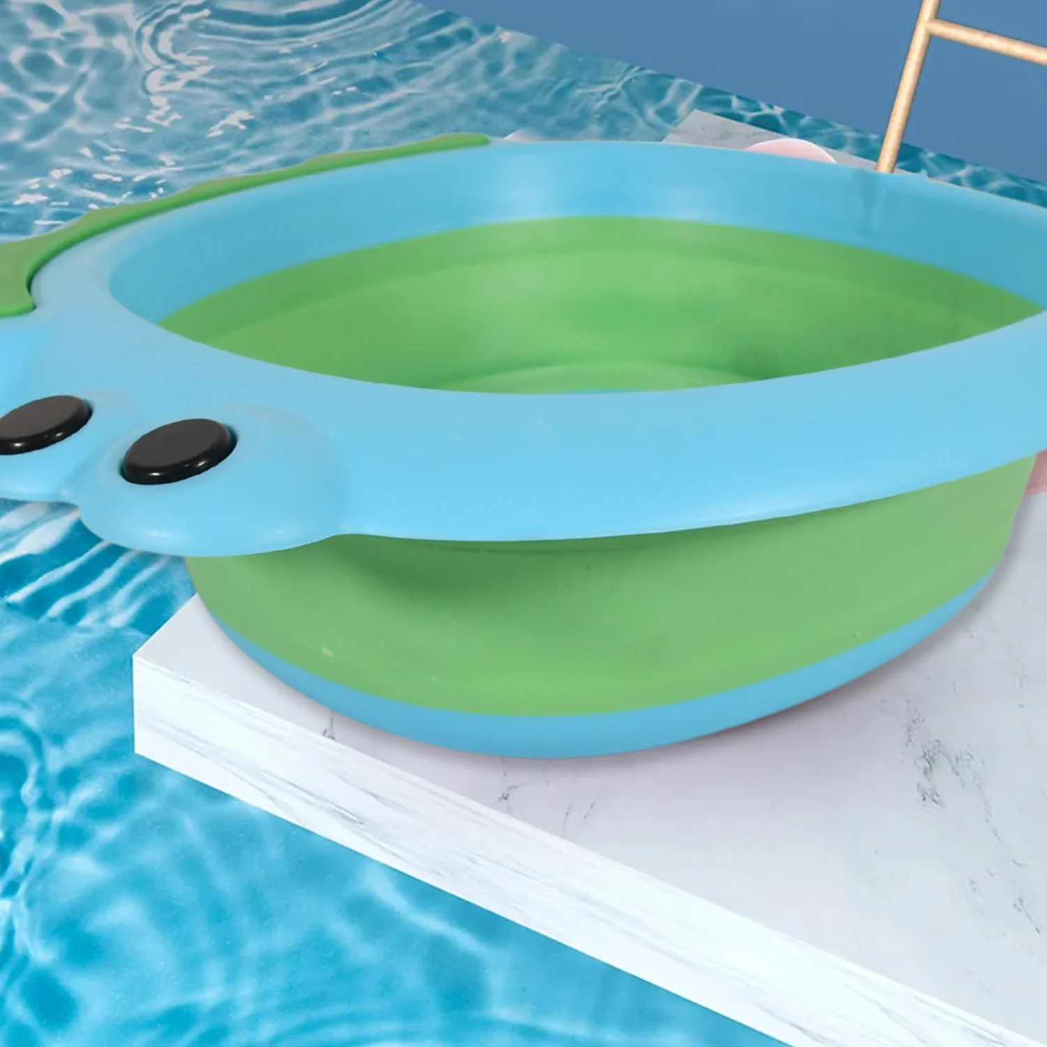 Frog Shape Foldable Baby Wash Basin – Space-Saving Face Washing Tub (33×31cm) - Image 8
