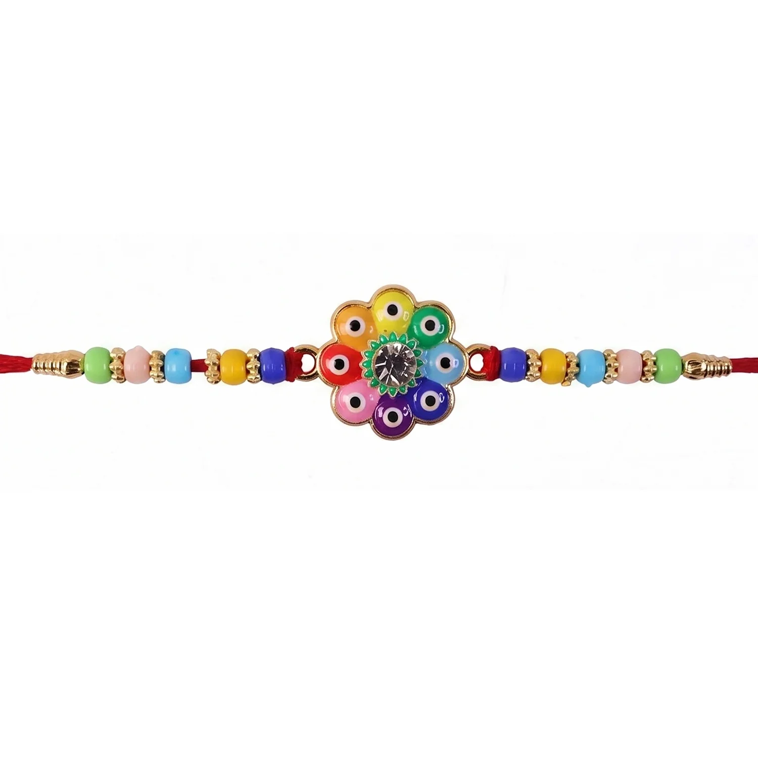 Multicolor Evil Eye Flower Designer Rakhi - Image 5