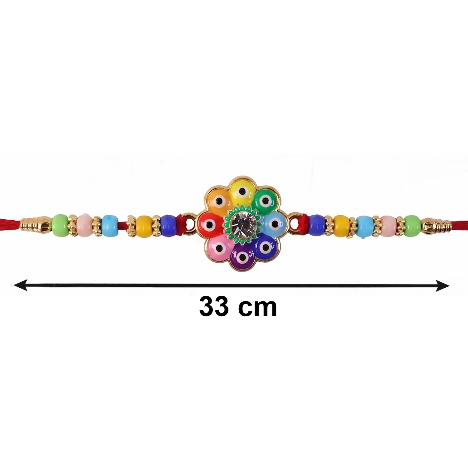 Multicolor Evil Eye Flower Designer Rakhi - Image 6