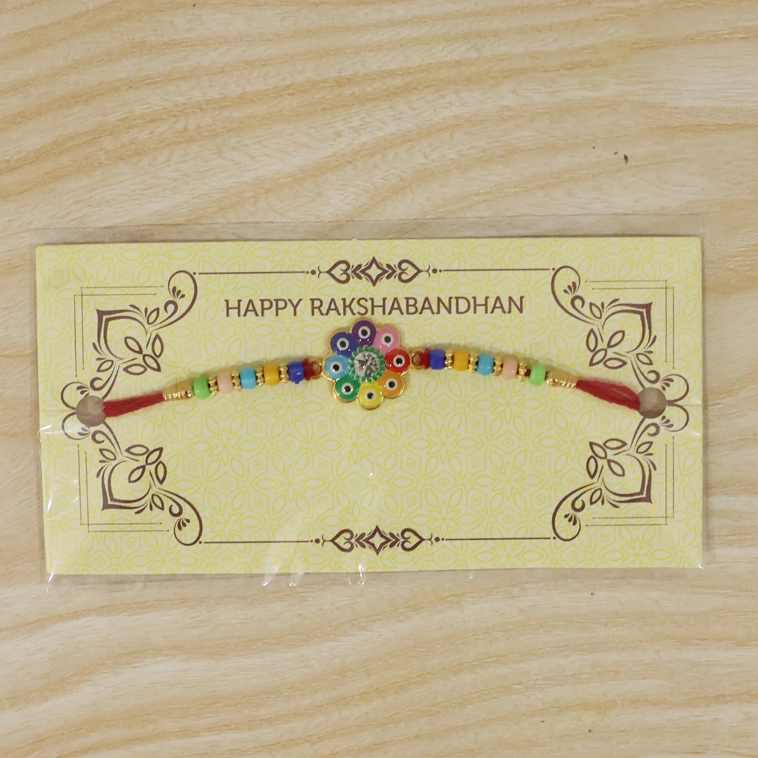 Multicolor Evil Eye Flower Designer Rakhi - Image 7