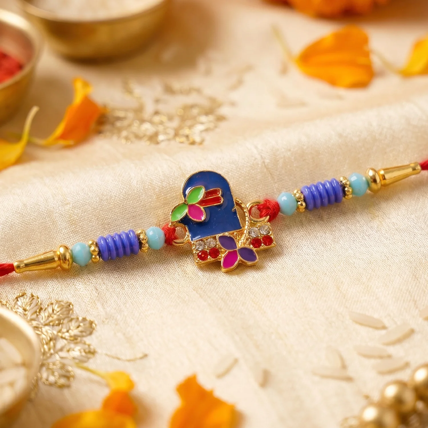 Royal Blue Shiv Rakhi – Designer Rakshabandhan Thread - Image 4