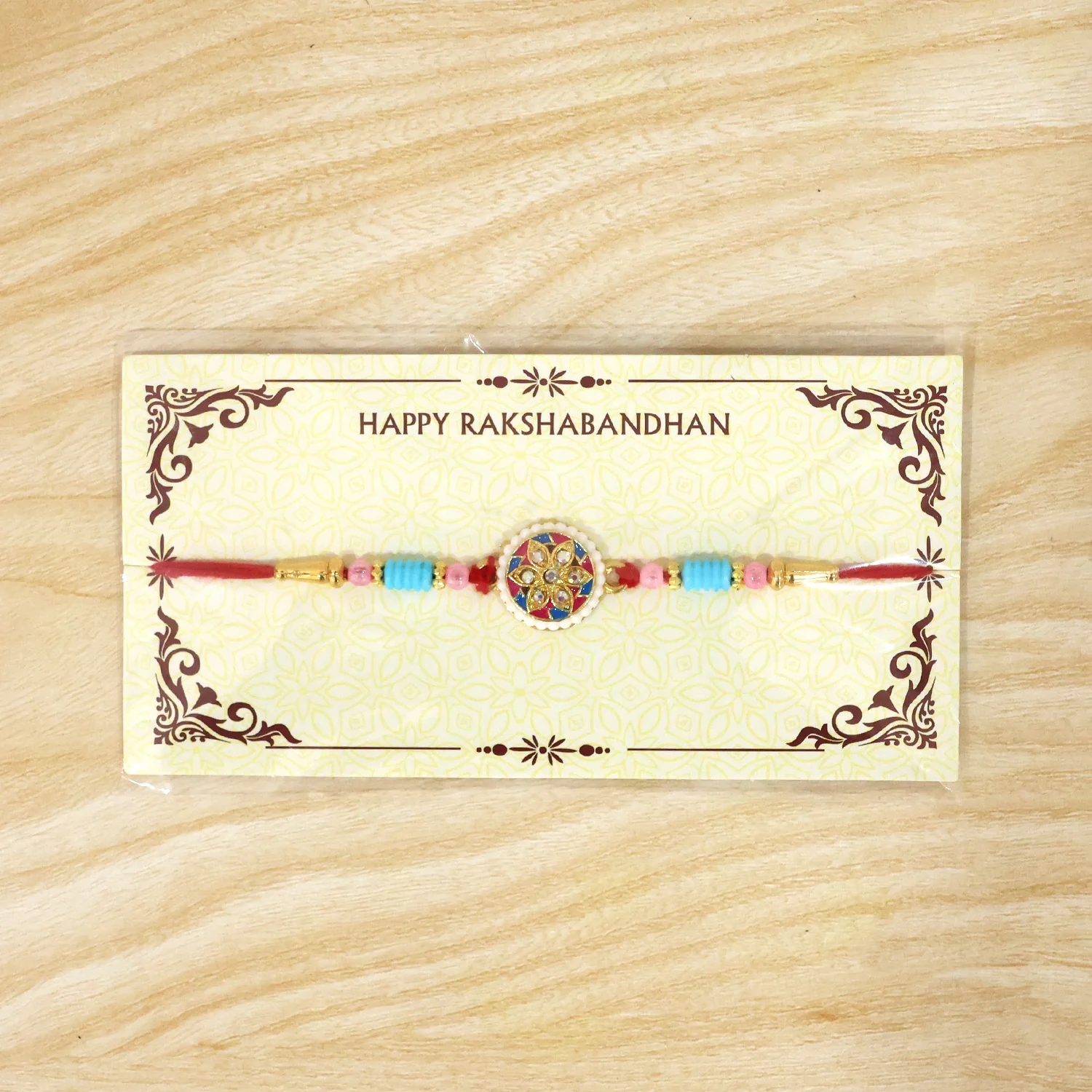 Multicolor Floral Kundan Designer Rakhi - Image 7