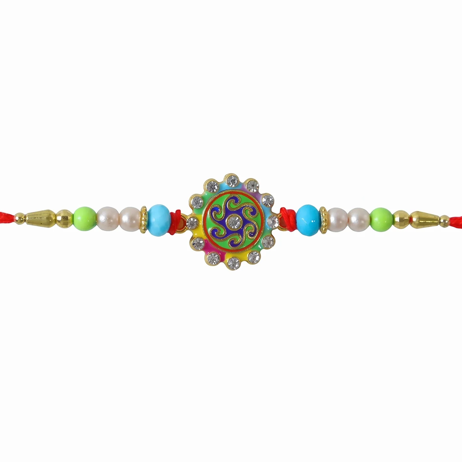 Multicolor Floral Swirl Designer Rakhi - Image 5