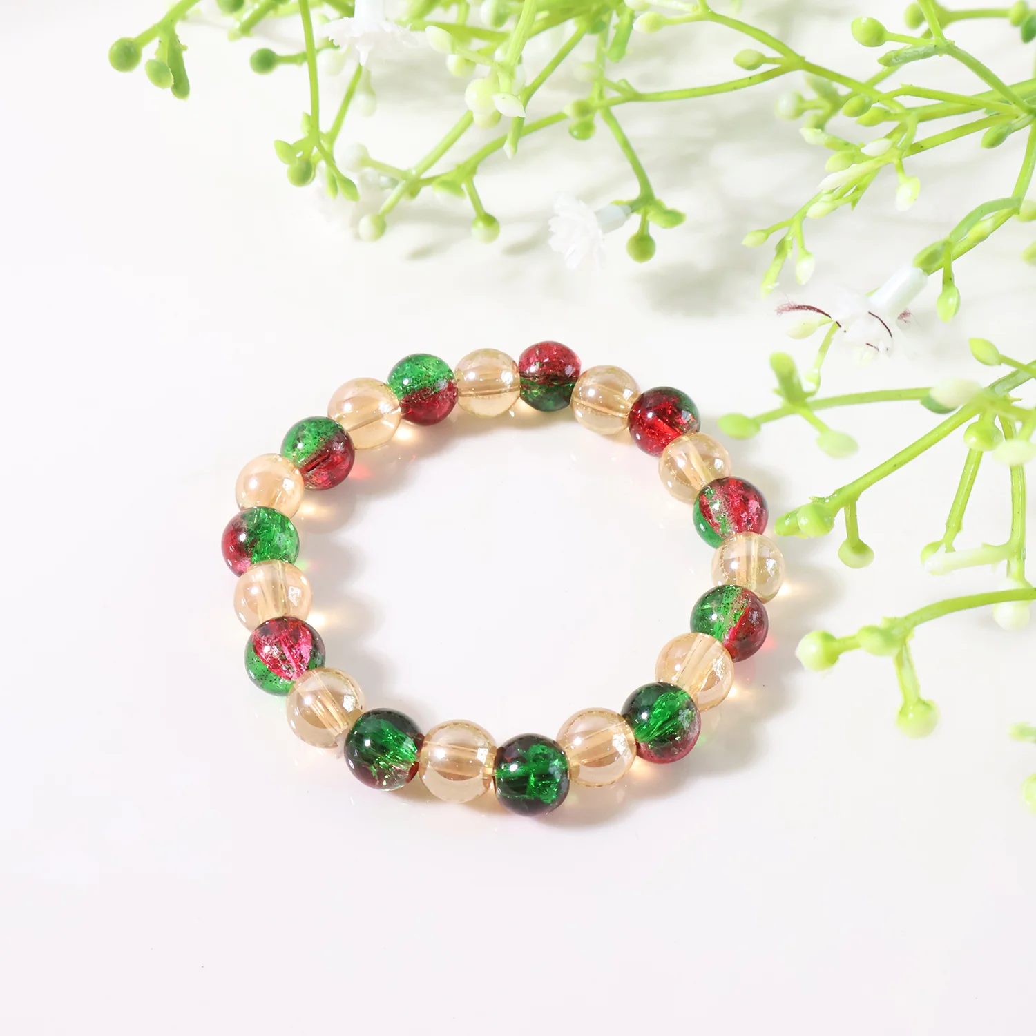 Multicolor Glossy Bead Stretch Bracelet  (1 Pc) - Image 4