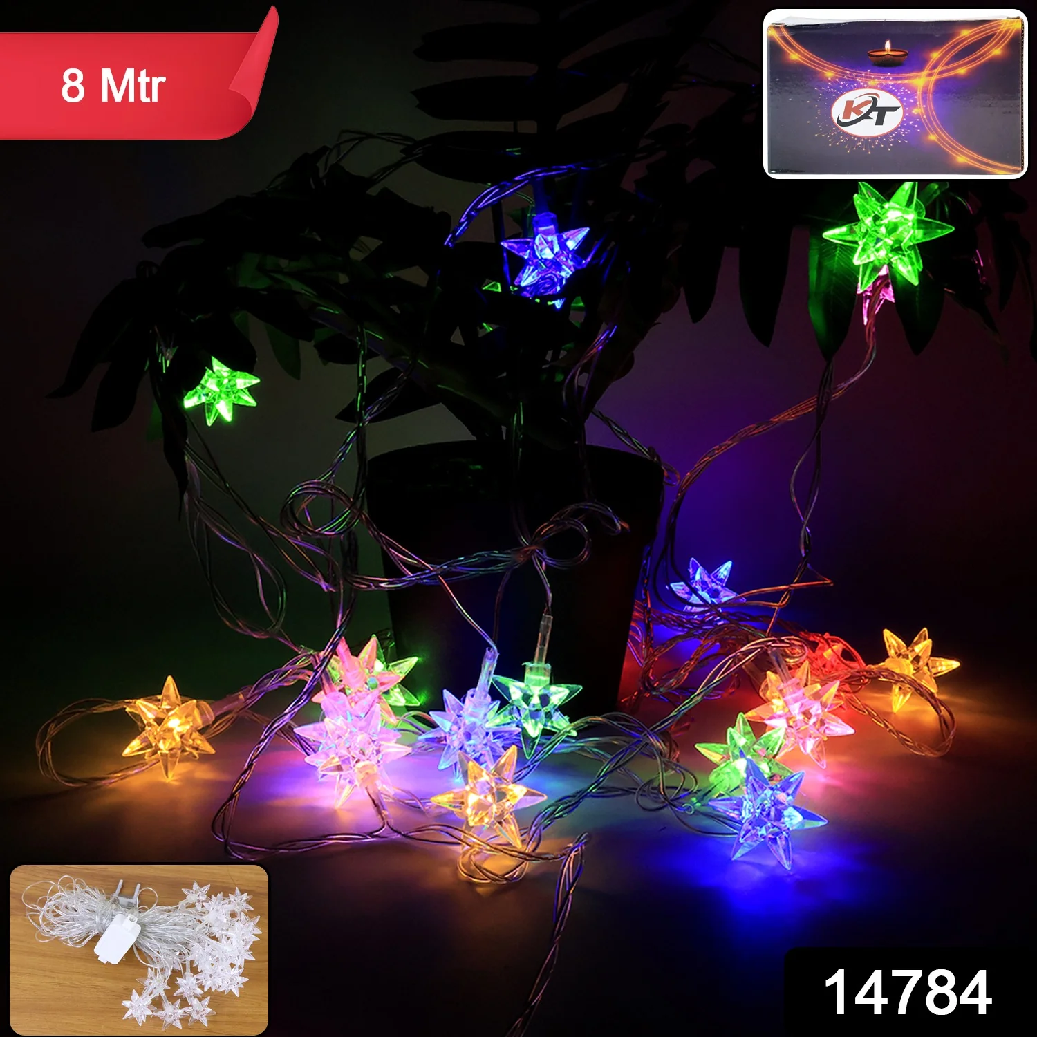 Multicolor LED Decorative String Light with Star-Shaped Covers (8 Meter) - Image 2