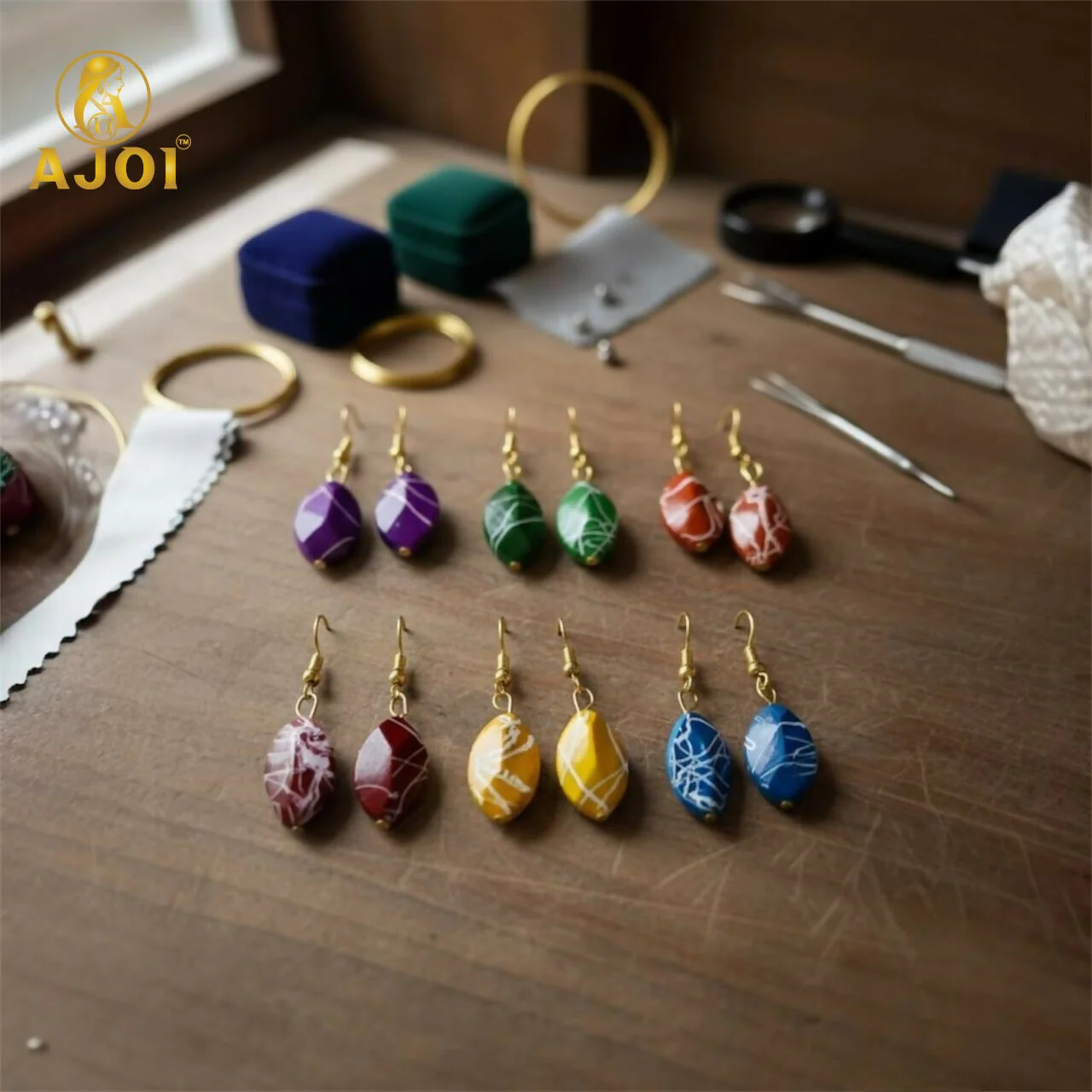 Multicolor Marble-Pattern Hanging Earrings for Women & Girls | Kati Earrings Pack of 6. - Image 4