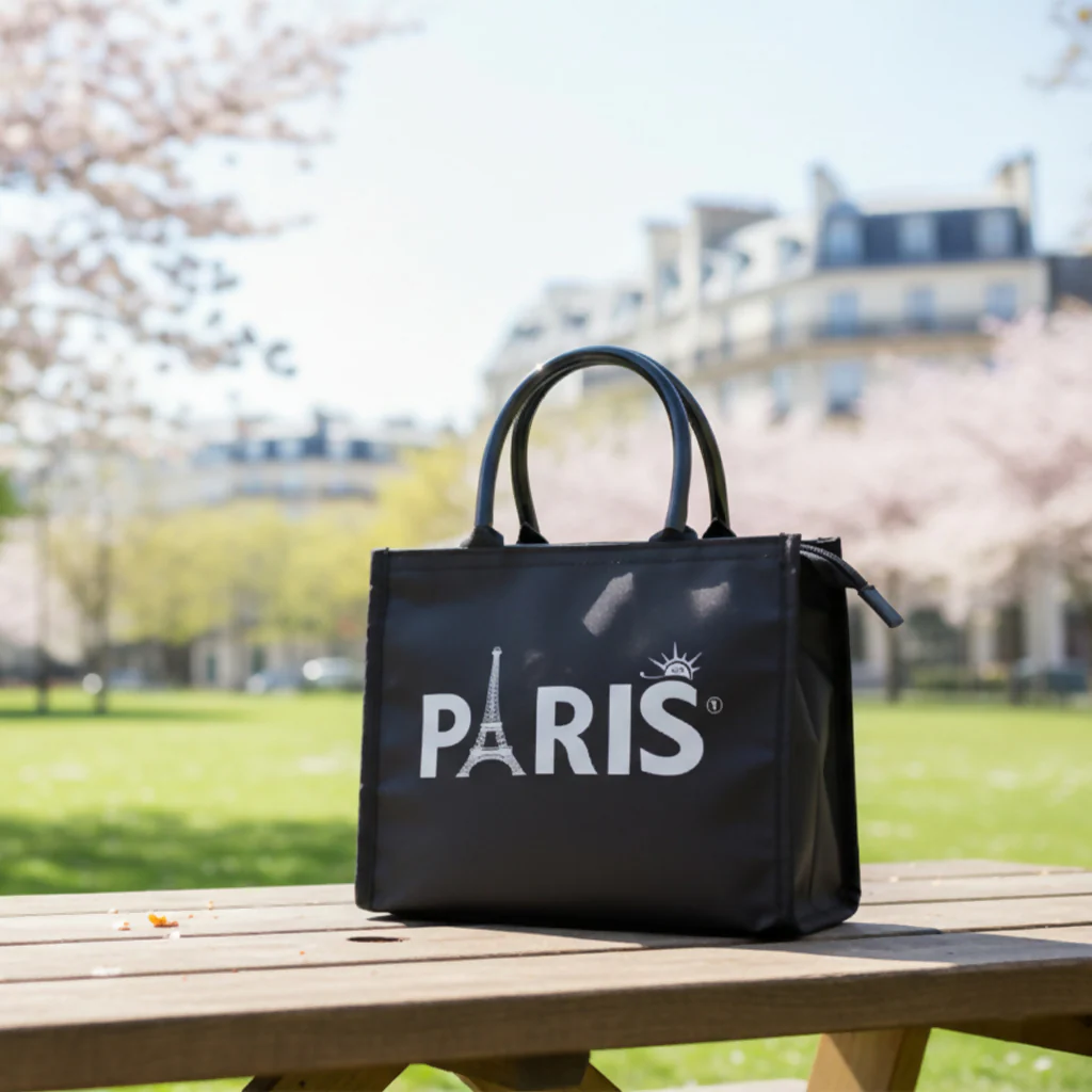 Multicolor Paris Reusable Shopping Bag with Eiffel Tower Print - Image 2