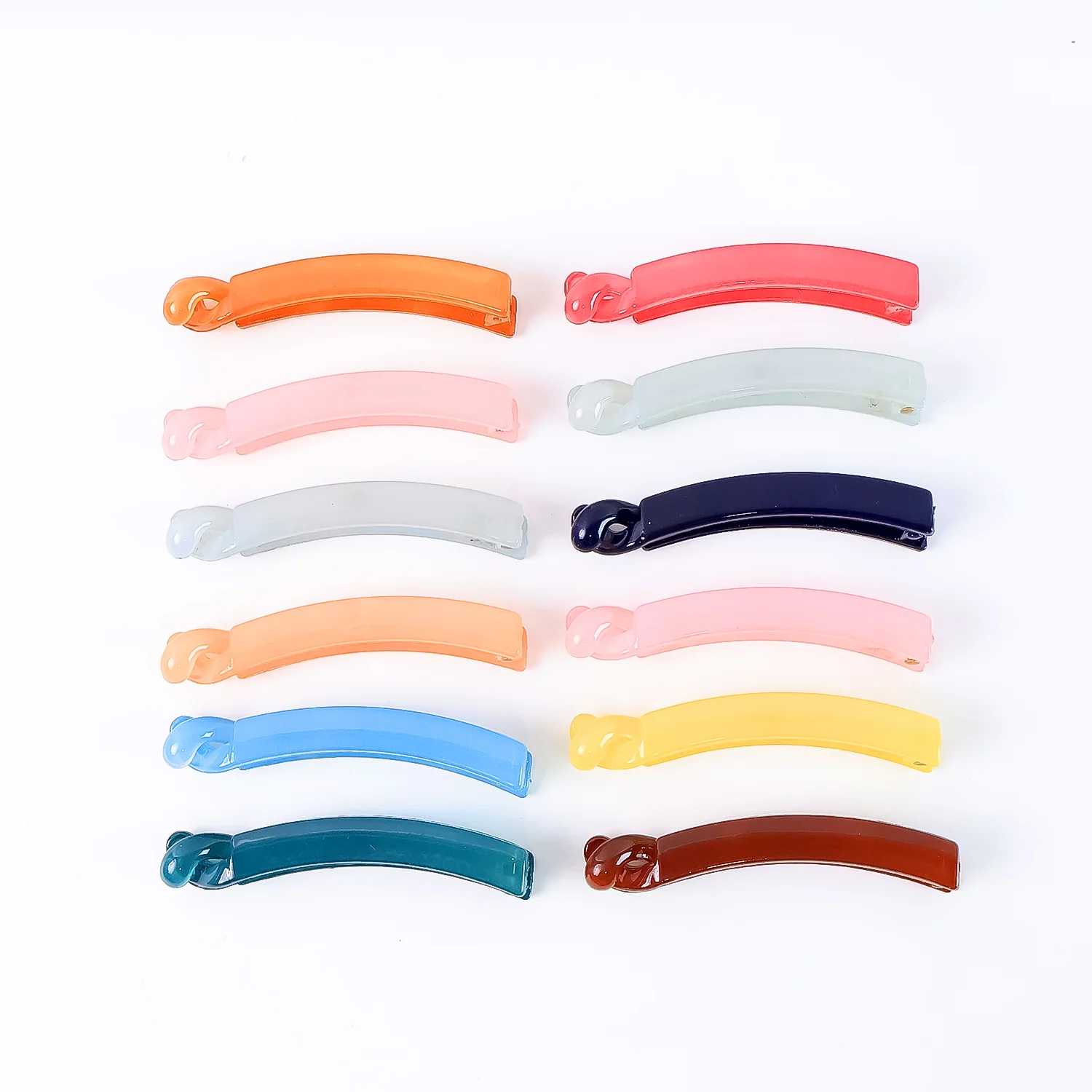 Multicolor Plastic Banana Hair Clips Set (12 Pc) - Image 5