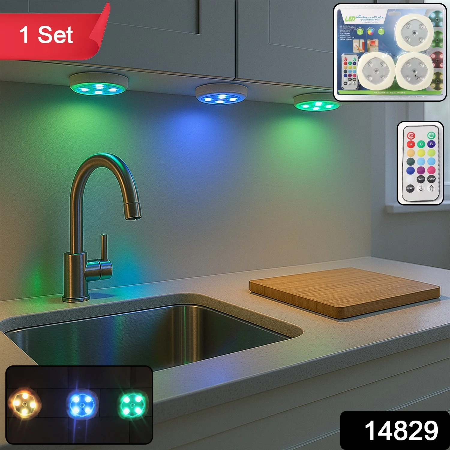 Multicolor Remote Control LED Touch Light Set - Image 2