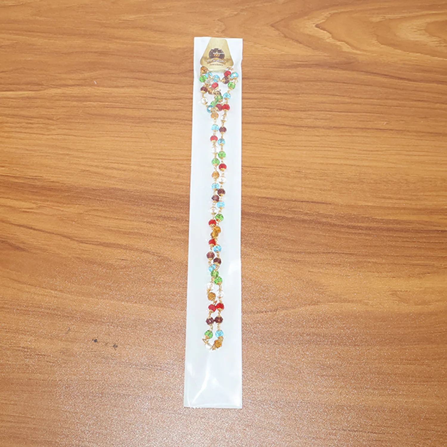 Multicolour Crystal Beaded Necklace with Gold-Tone Links (1Pc) - Image 8