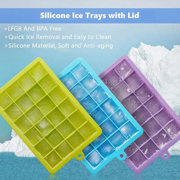 Silicone Ice Cube Trays 24 Cavity Per Ice Tray [Multicolour] - Image 3