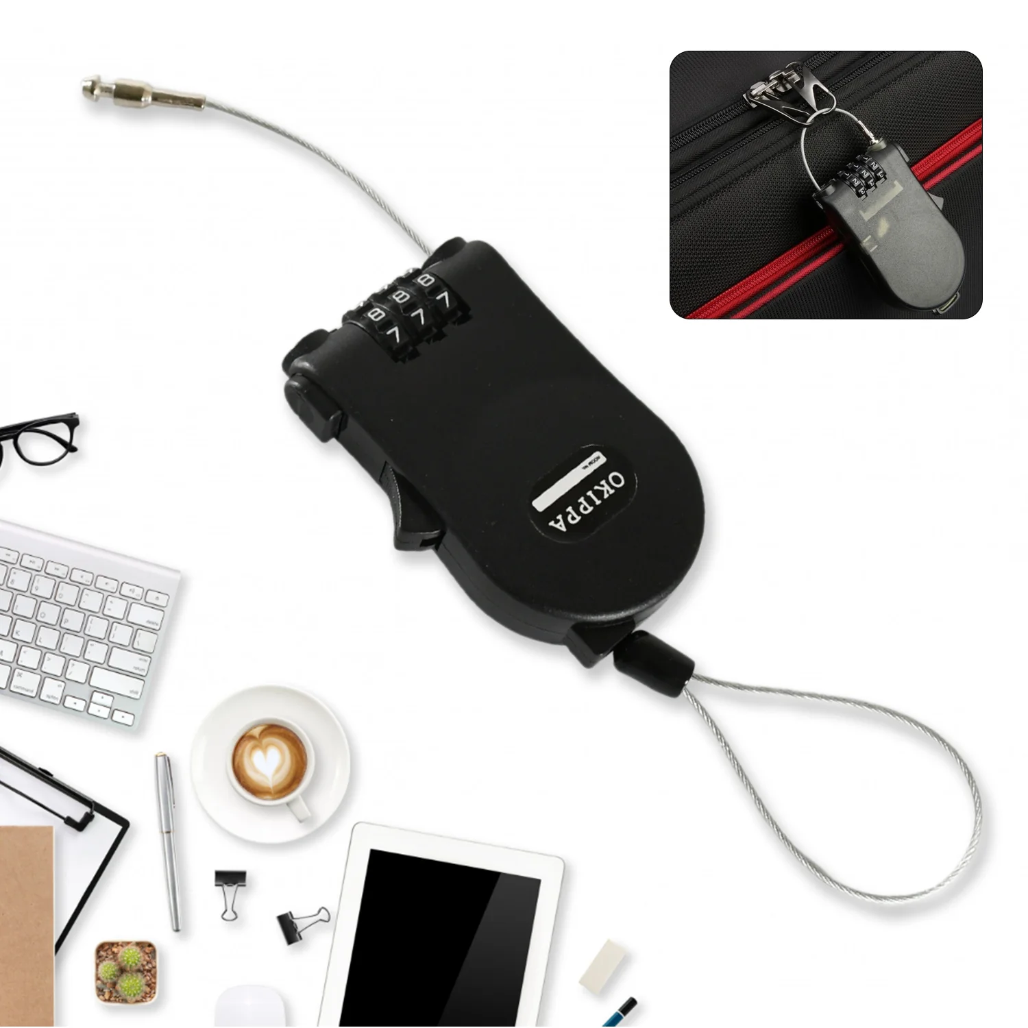 Multifunctional Cable Lock with Number Code Retractable Wire Lock Shell Combination - Image 3