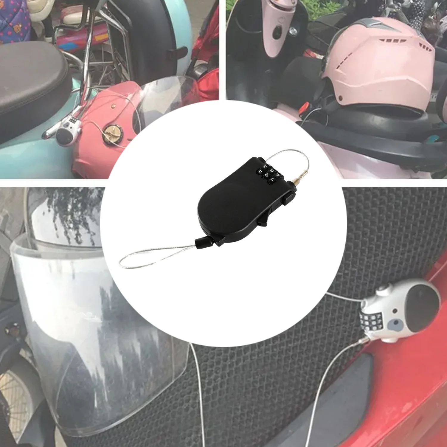 Multifunctional Cable Lock with Number Code Retractable Wire Lock Shell Combination - Image 5