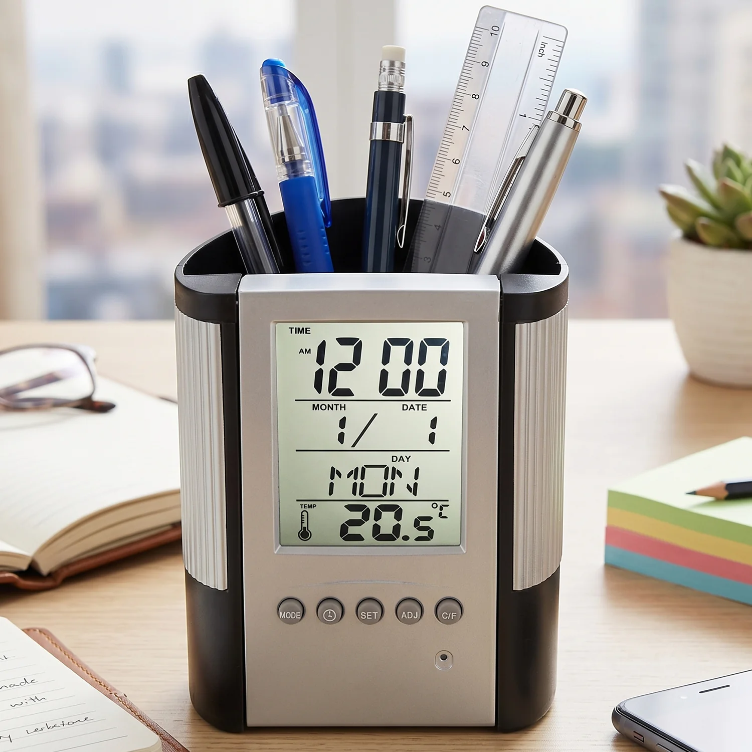 Multifunction Digital Calendar Desk Clock with Pen Holder (1 Pc) - Image 3