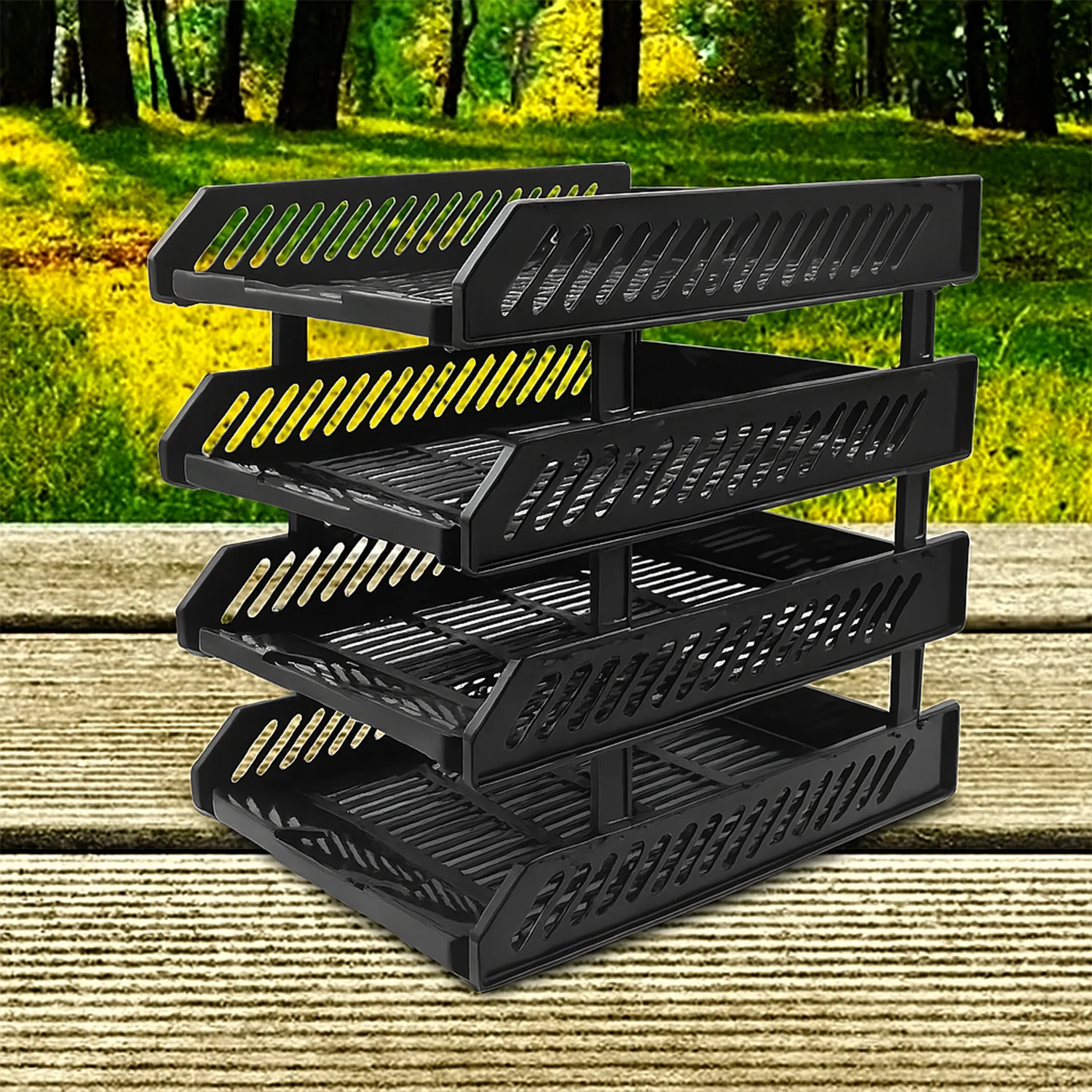 4-Layer Multifunctional File Rack with Drawers for Office Desk - Image 9