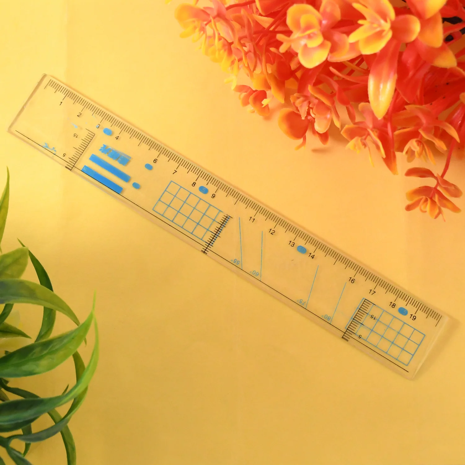 Multifunctional Transparent Plastic Geometry Ruler (1 Pc) - Image 4