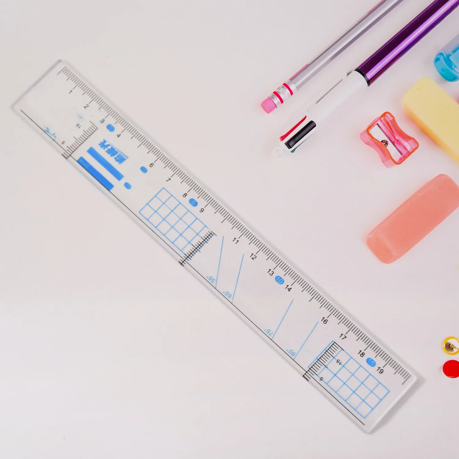 Multifunctional Transparent Plastic Geometry Ruler (1 Pc) - Image 6