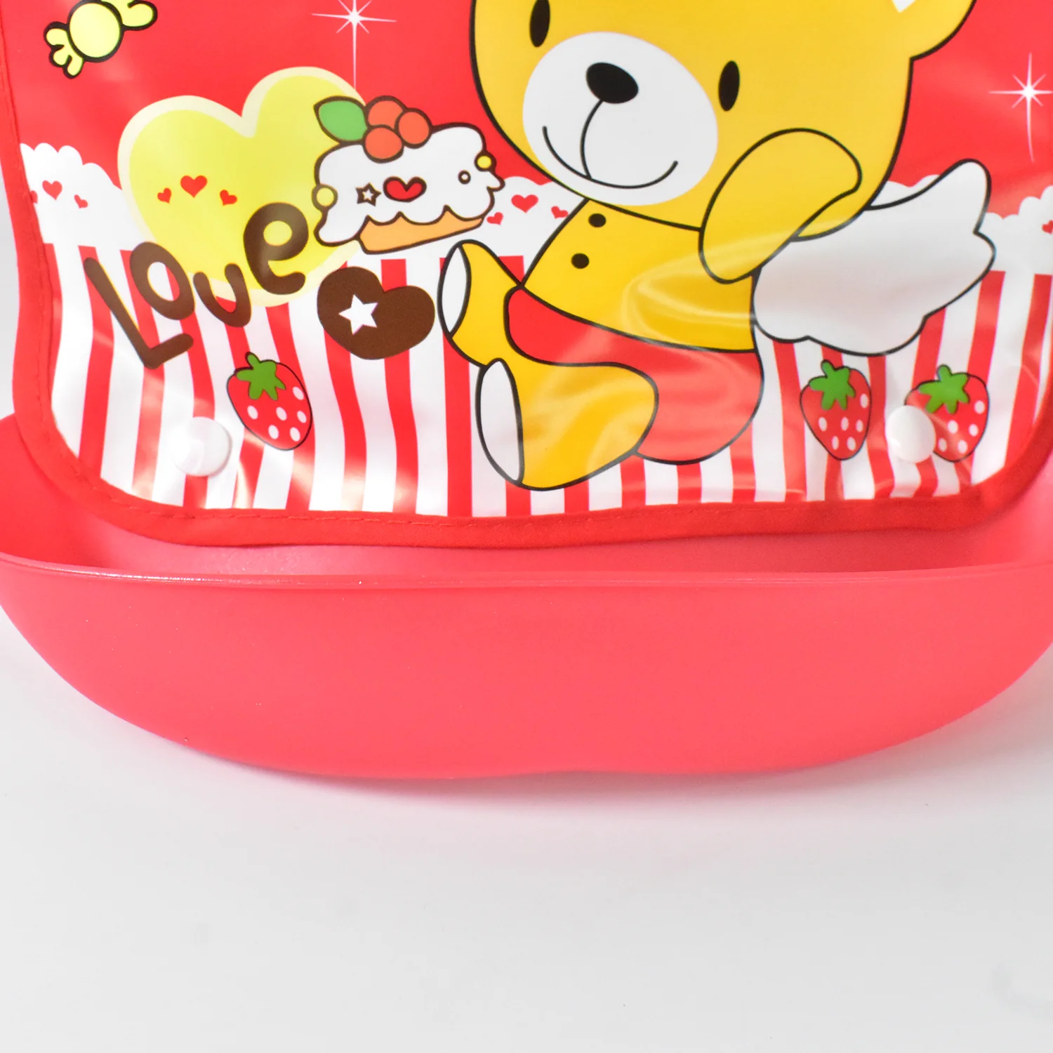 Multifunctional Waterproof BPA Free Reusable Soft Fabric Plastic Baby Bib (1 Pc) - Image 4