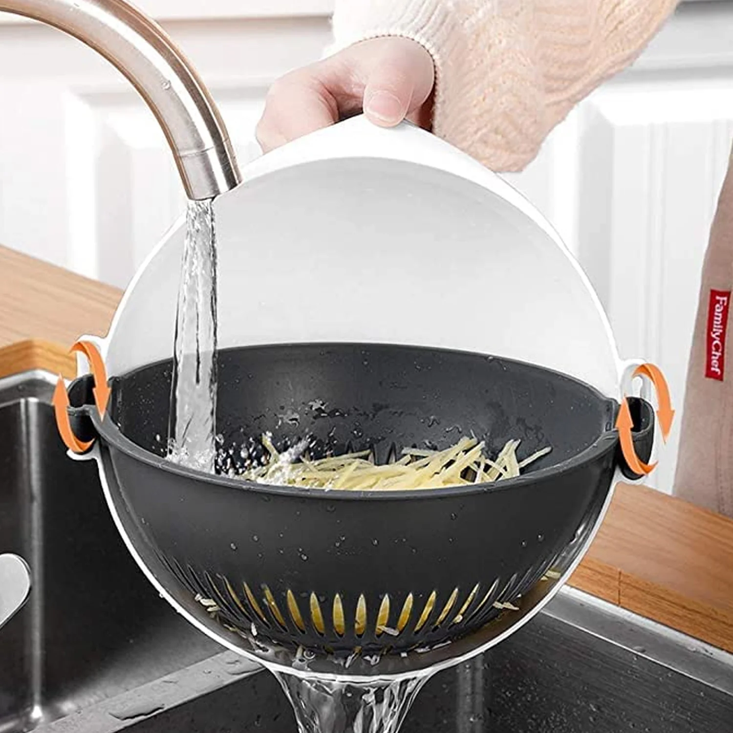 Multipurpose 2 In 1 Vegetable Washing Bowl with Strainer (1 Pc) - Image 3