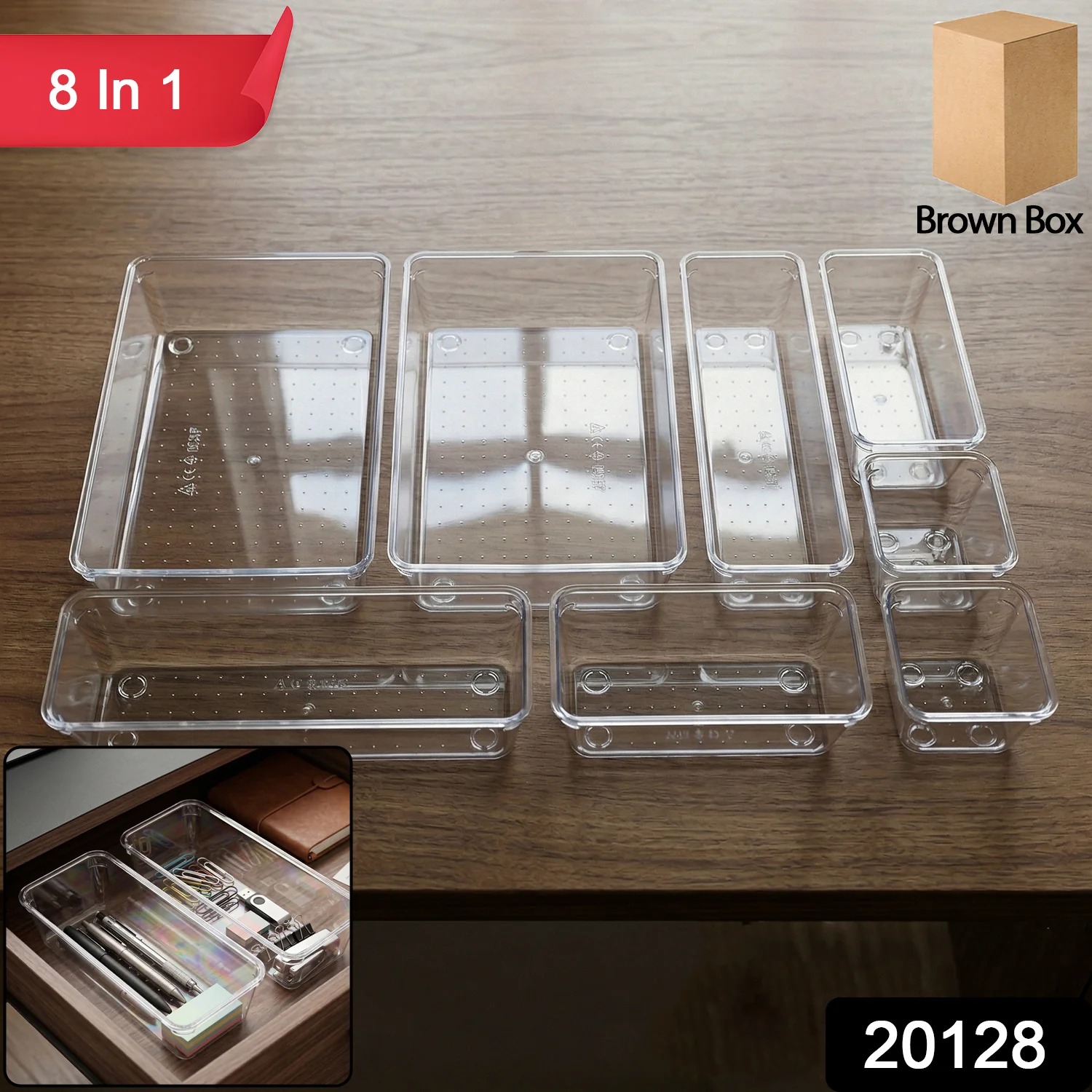 Multipurpose 8 In 1 Drawer Organizer Storage Tray Set (1 Set) - Image 2