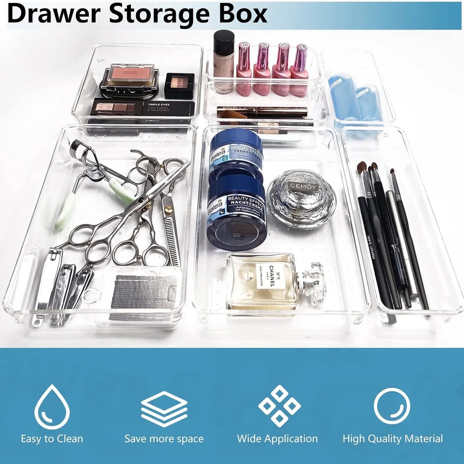 Multipurpose 8 In 1 Drawer Organizer Storage Tray Set (1 Set) - Image 7